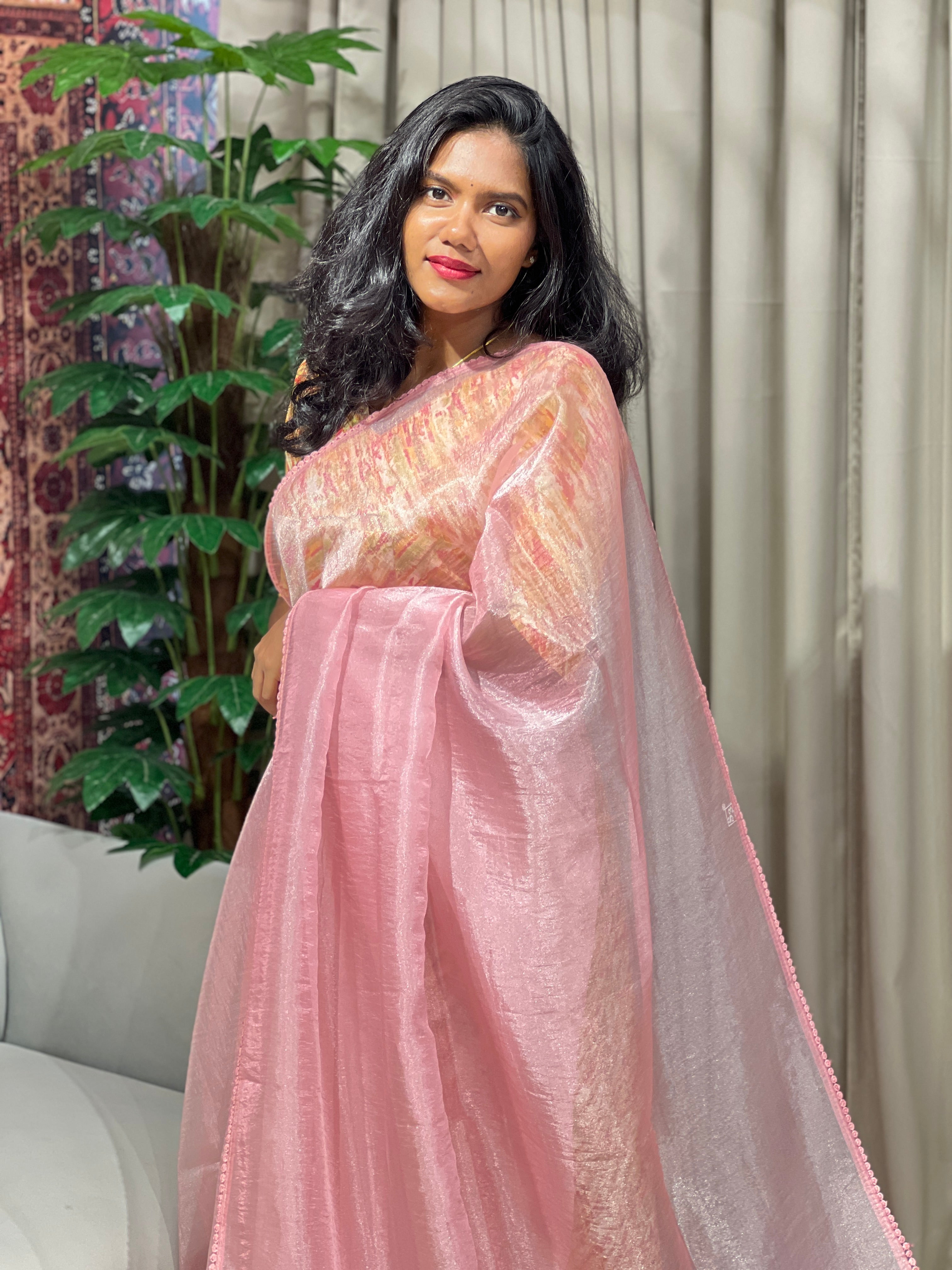 Patch Detailed Shimmer Organza Saree | BLD1517