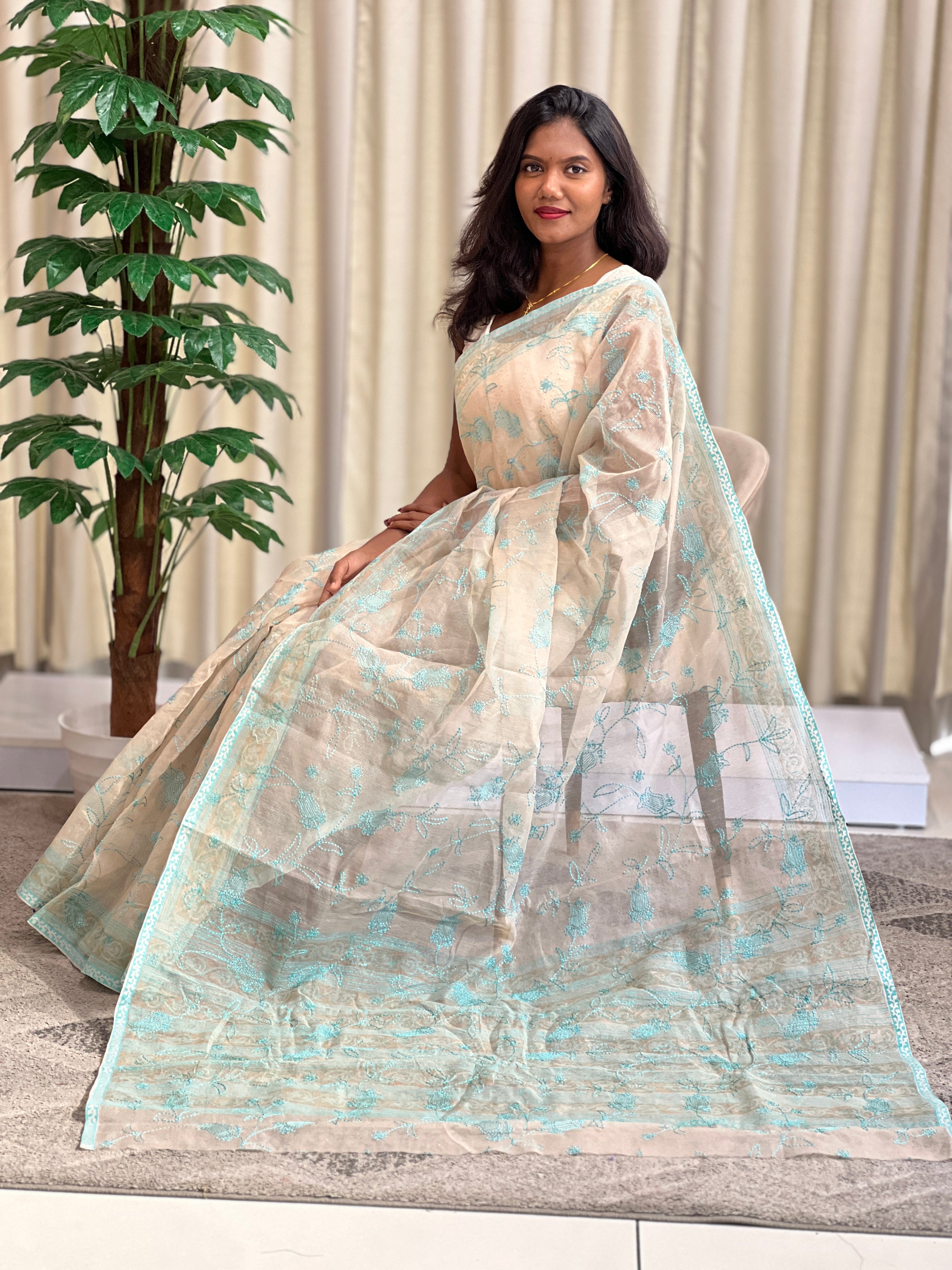 Embroidered Super Net Kota Saree | JSC781