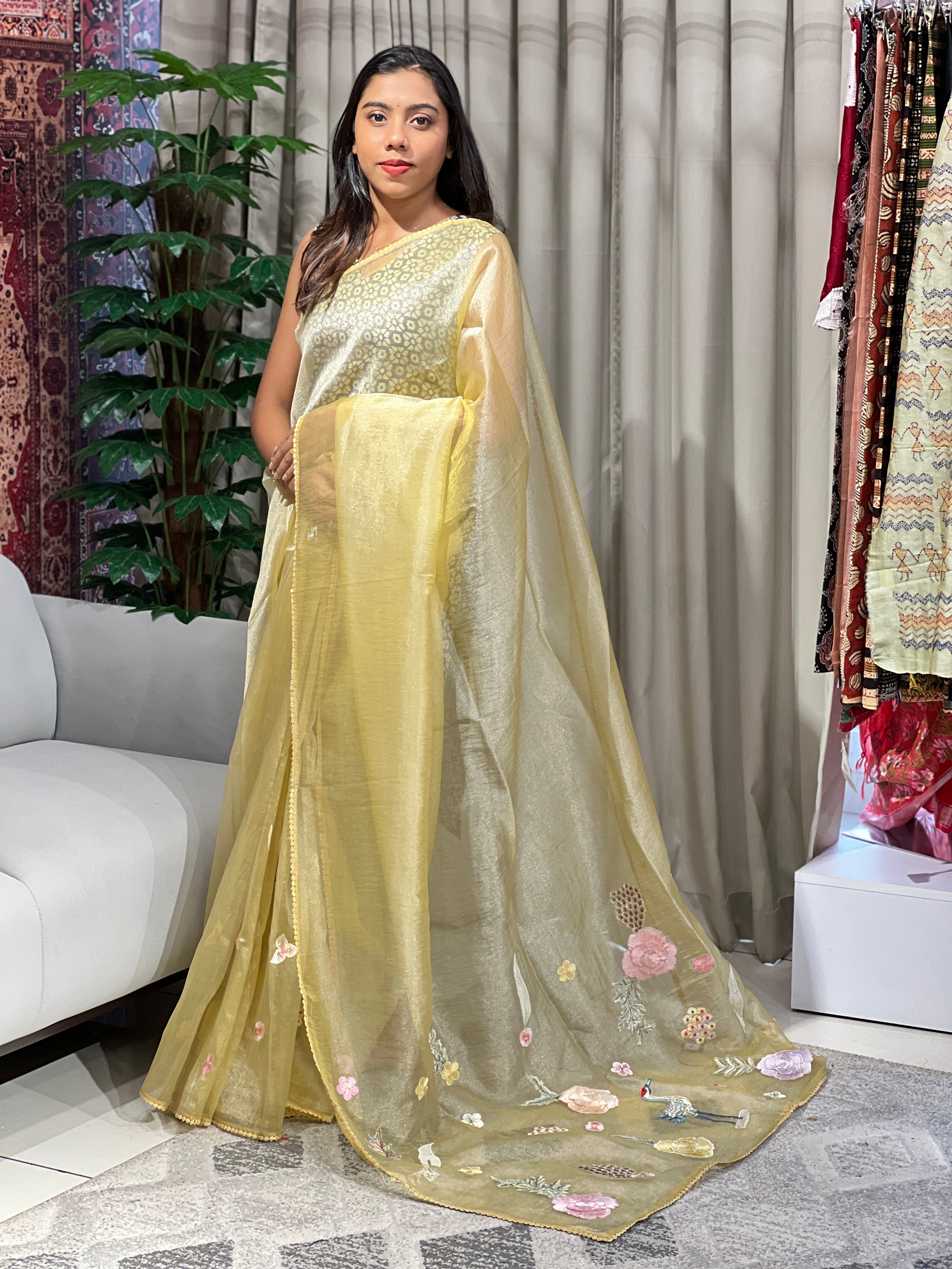 Patch Detailed Shimmer Organza Saree | BLD1518