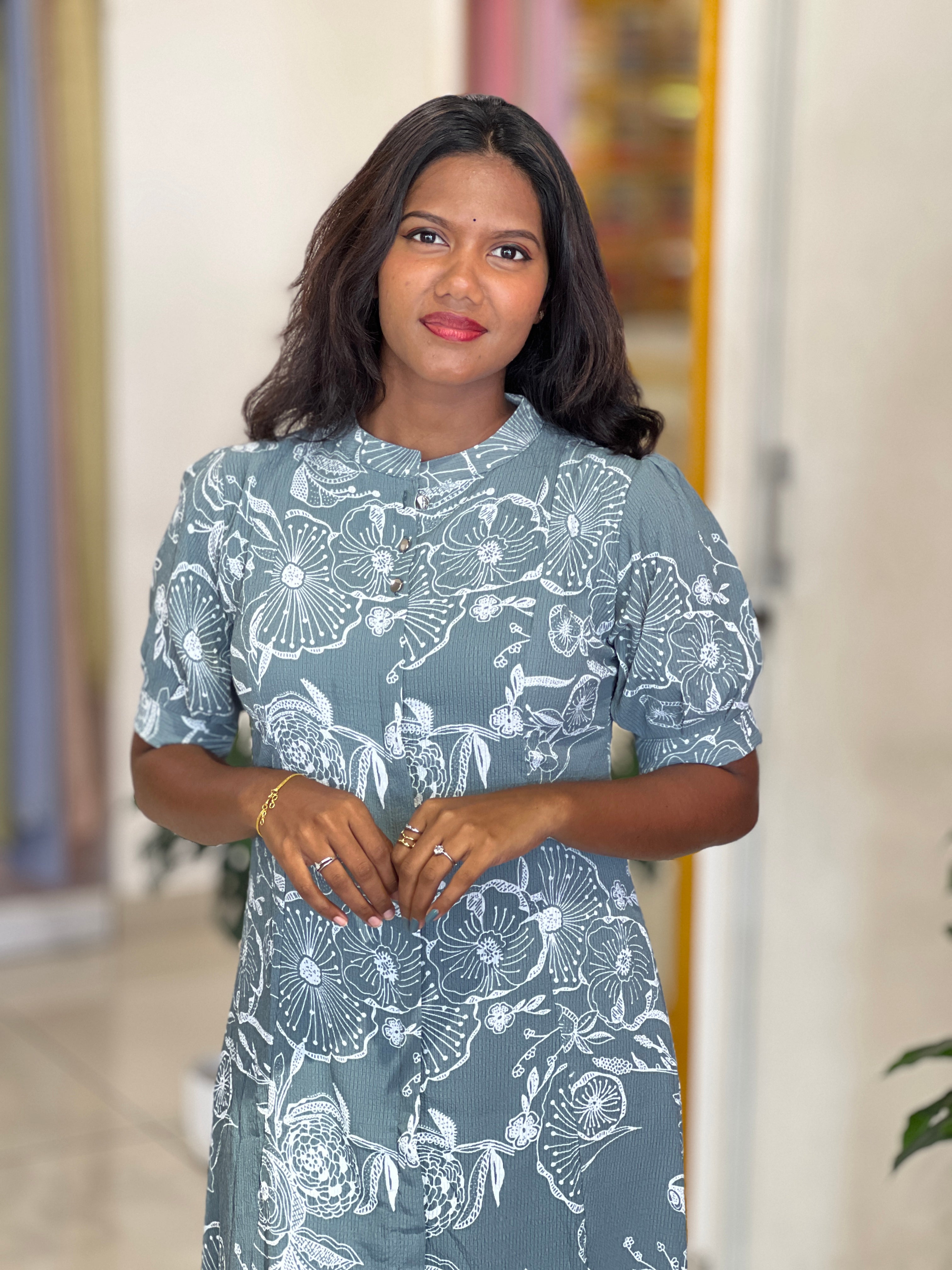 Floral Printed A-Line Rayon Kurta |UNM163