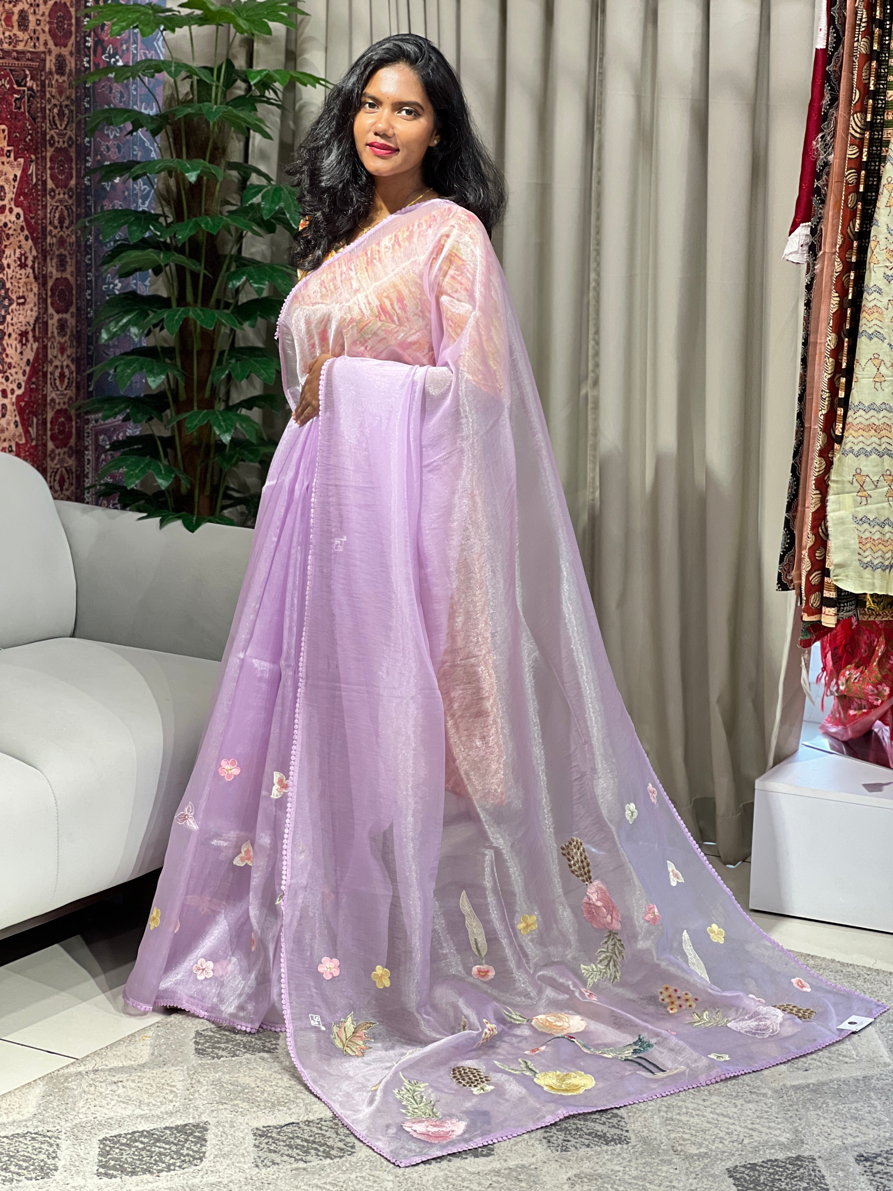 Patch Detailed Shimmer Organza Saree | BLD1514