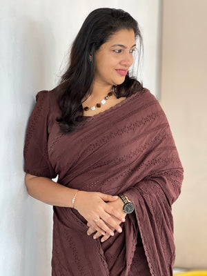 Hakoba With Crochet Lace Detailed Kora Cotton Saree | DN777