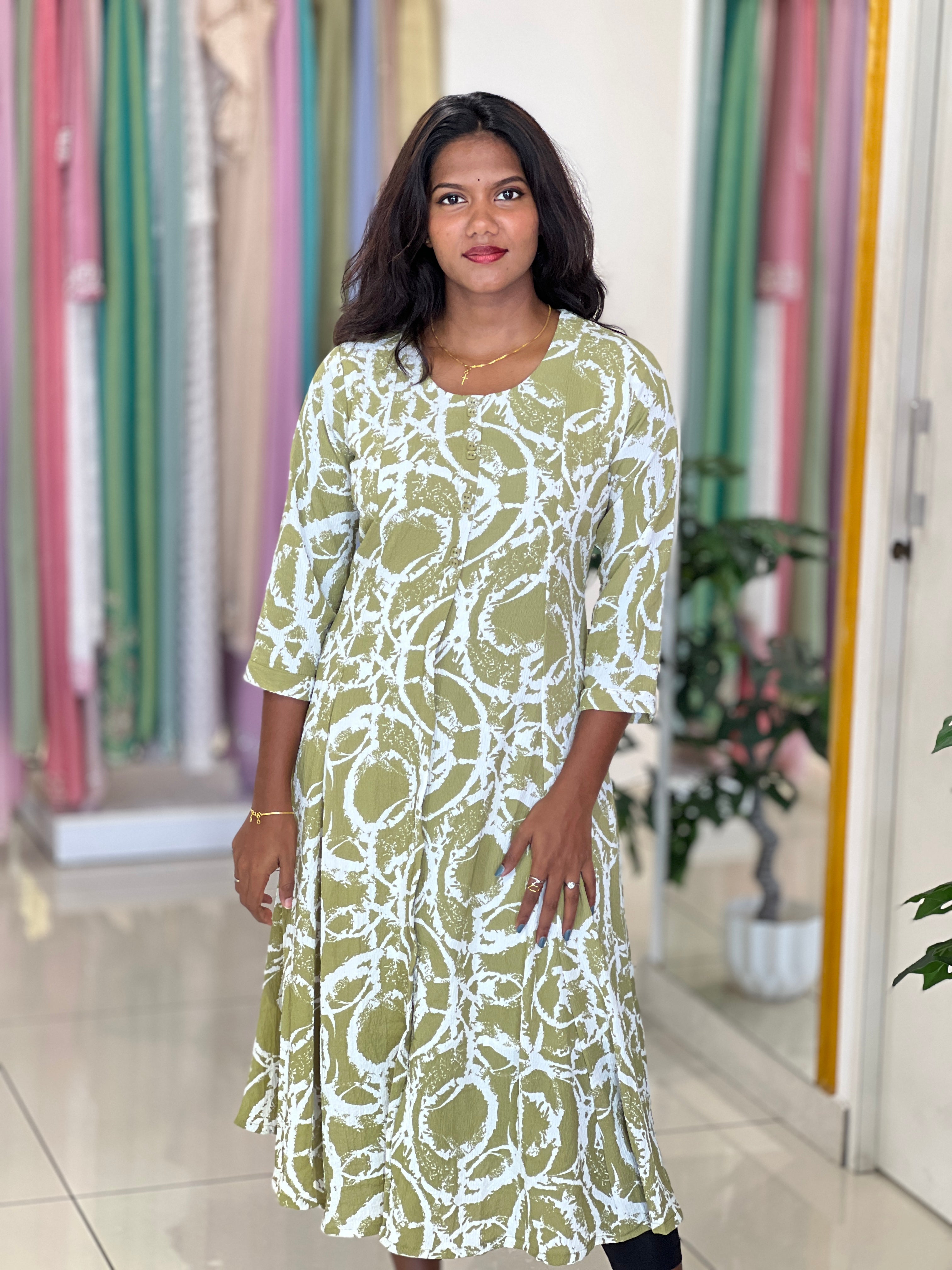 Abstract Printed A-Line Rayon Kurta |UNM165
