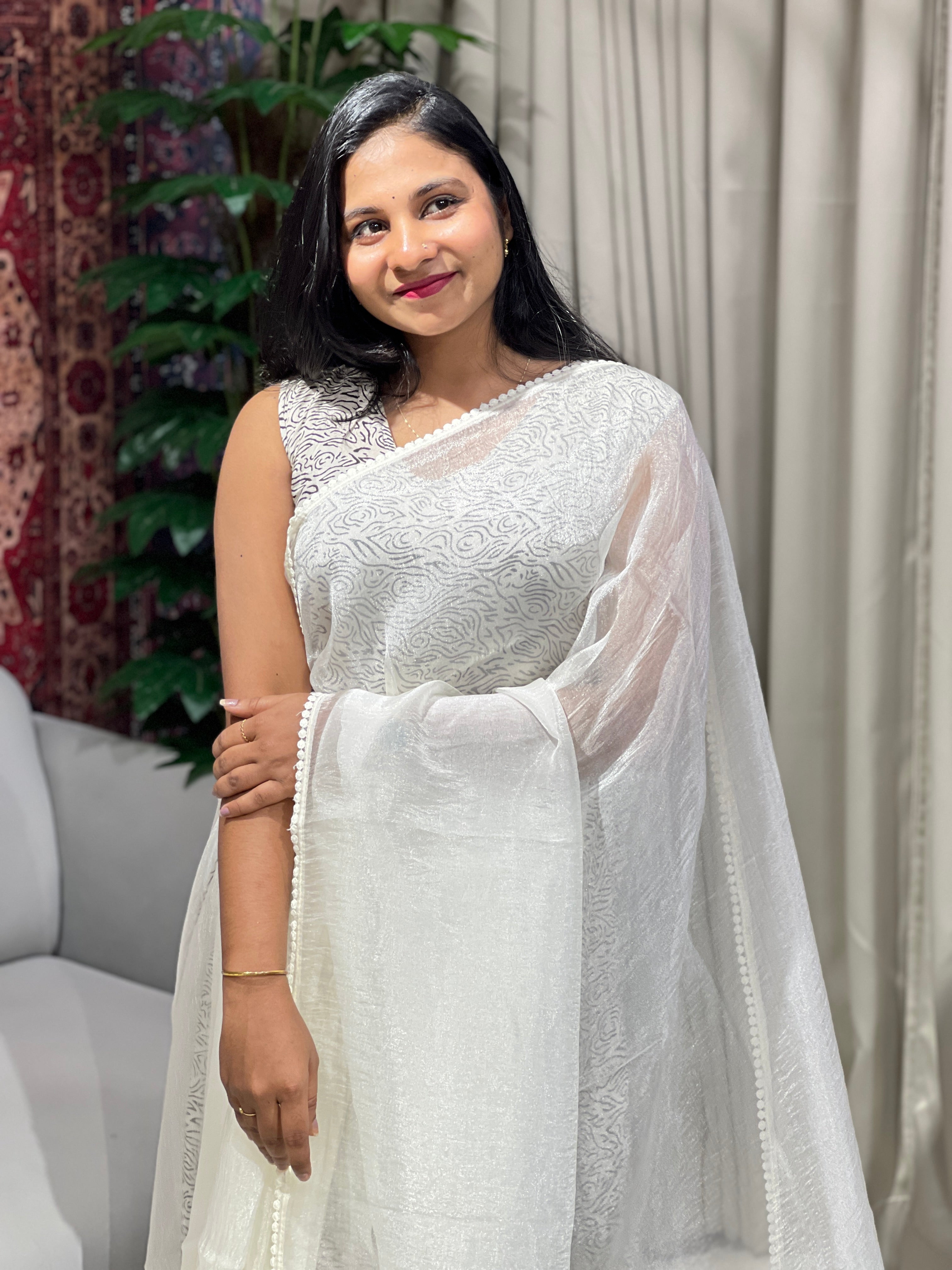 Patch Detailed Shimmer Organza Saree | BLD1516