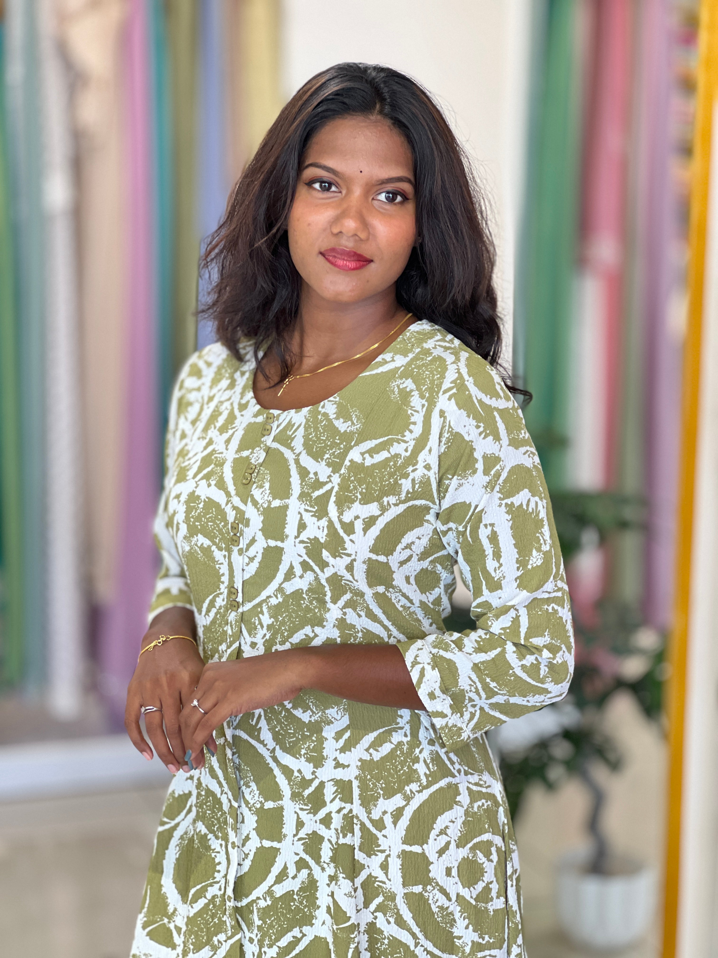 Abstract Printed A-Line Rayon Kurta |UNM165