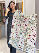 Thread Embroidery Detailed Chanderi Finish Dupatta | VET282