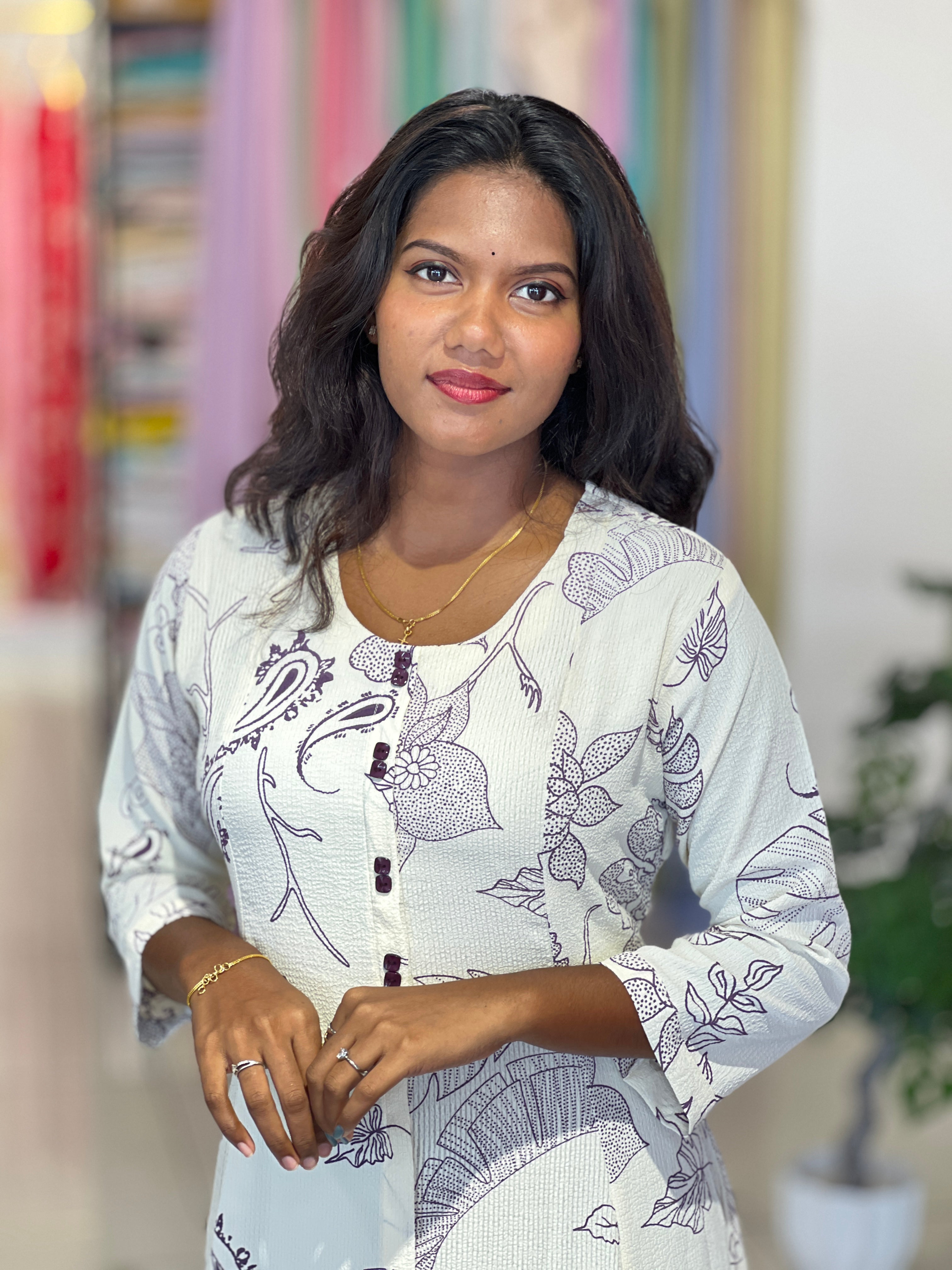 Floral Printed Crushed Rayon Kurta | UNM152