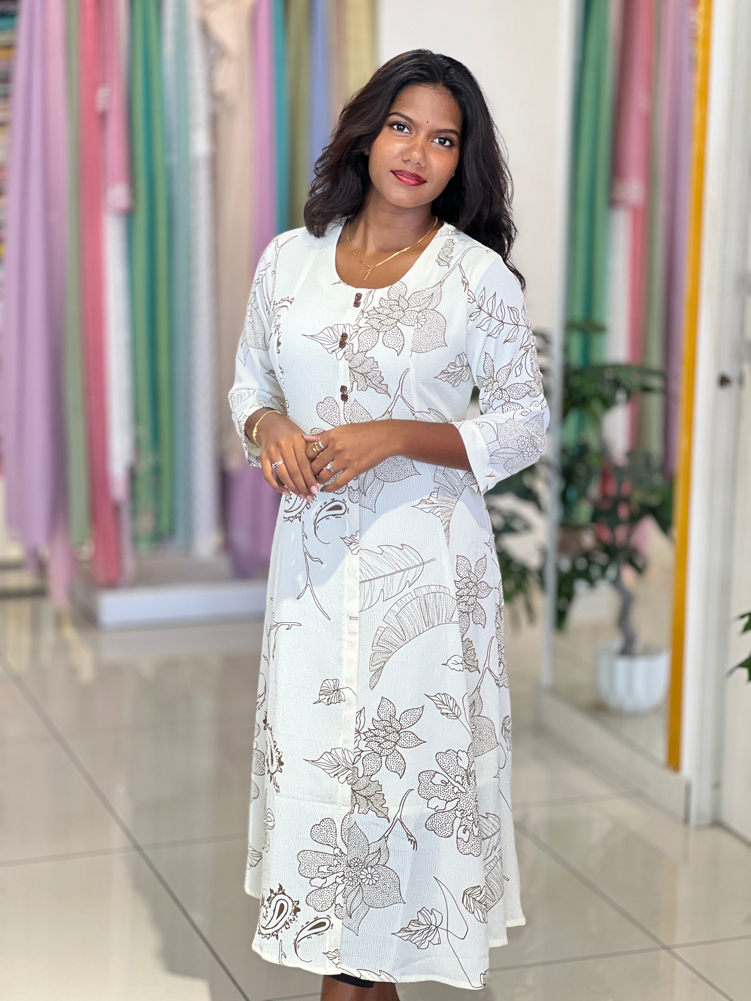 Floral Printed Crushed Rayon Kurta | UNM153