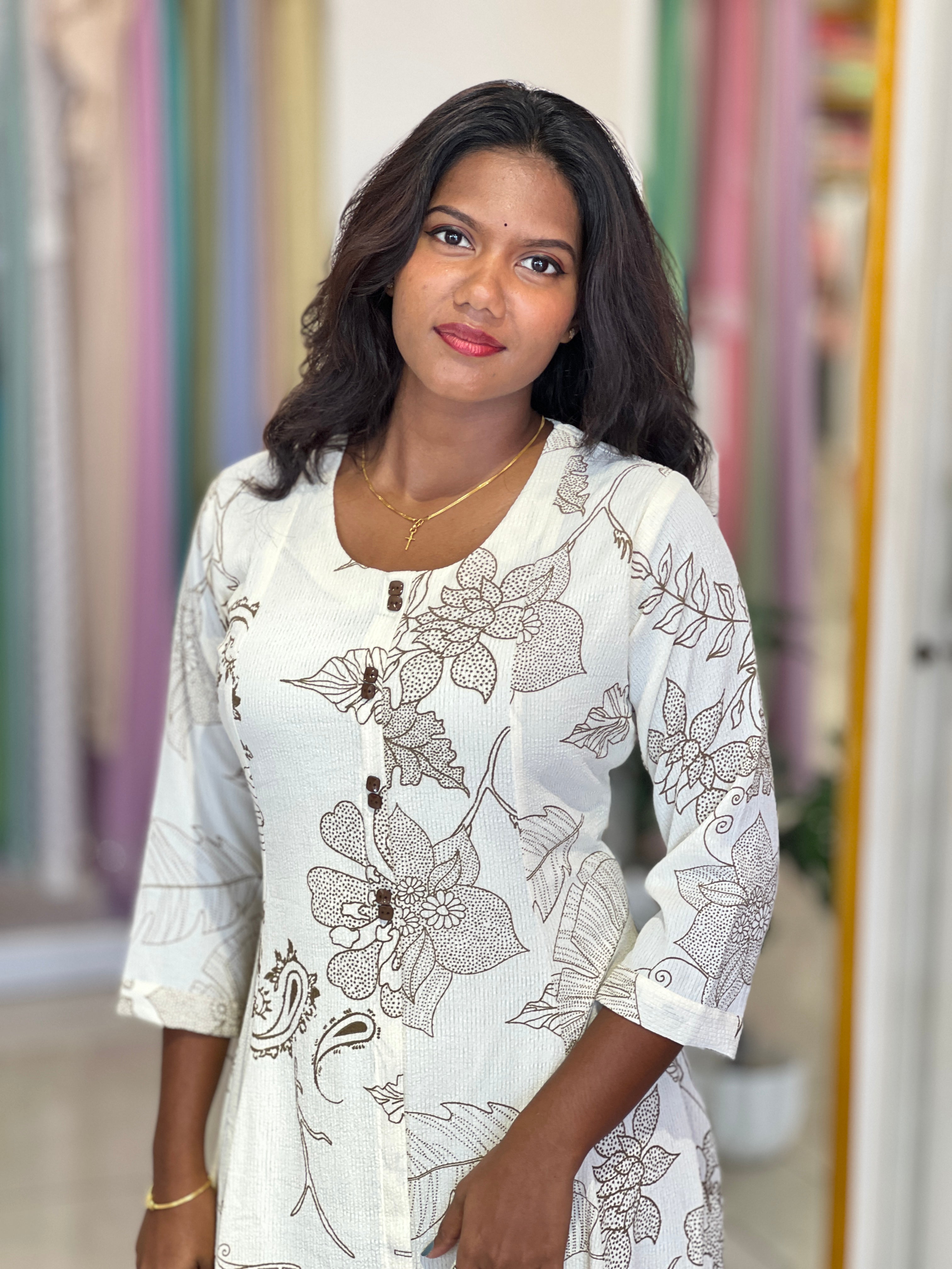Floral Printed Crushed Rayon Kurta | UNM153
