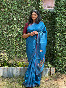 Hand Embroidered Semi Tussar Saree | BLD193