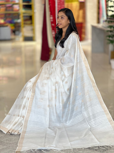 Sequence Weaving Bhagalpuri Linen Saree | NHH230