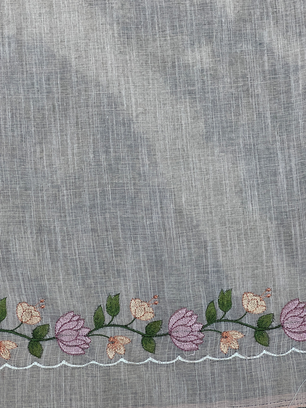 Floral Embroidered Bhagalpuri Linen Saree | RP889