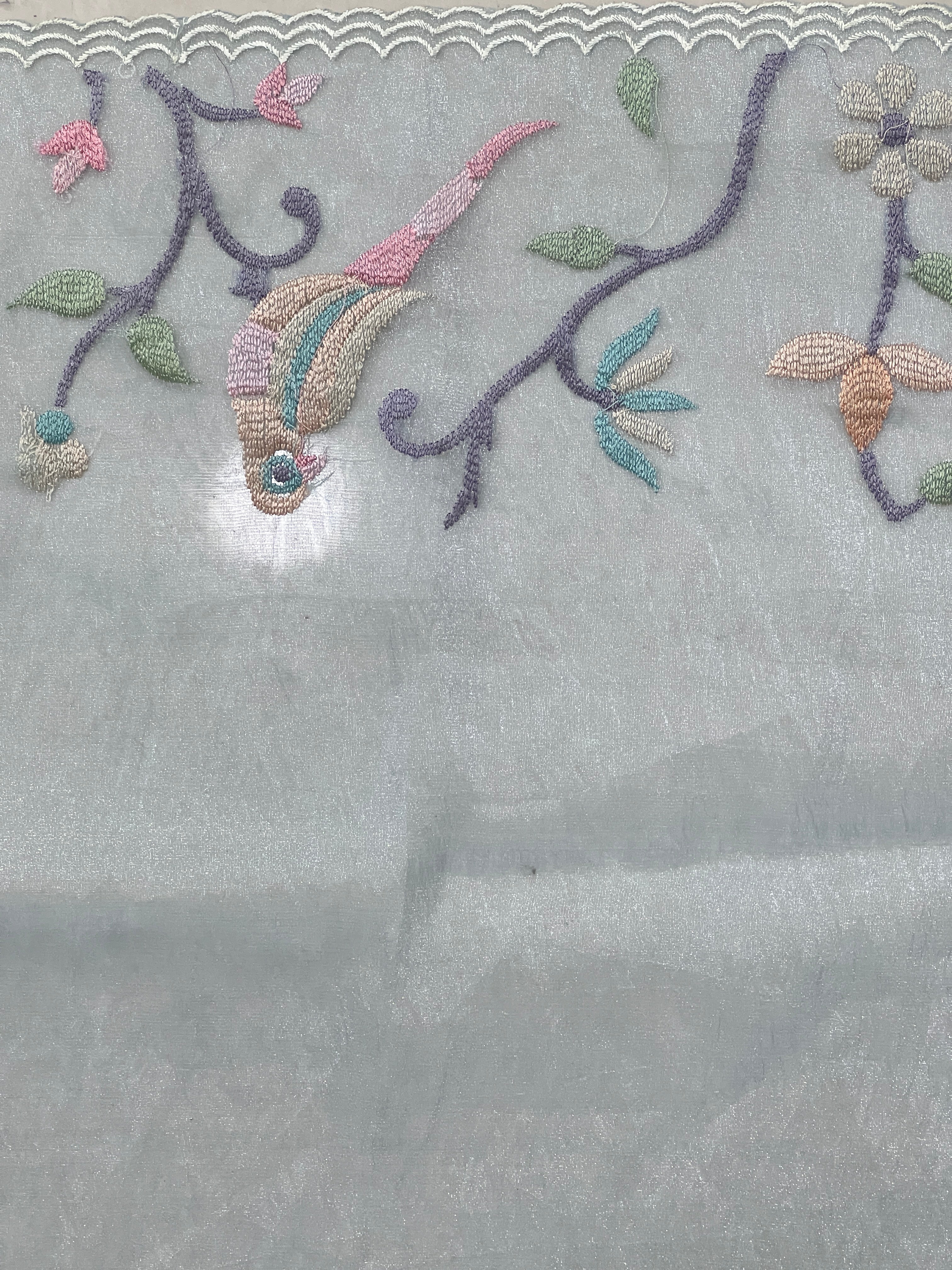 Machine Embroidery Detailed Shimmer Organza Saree | BLD1528