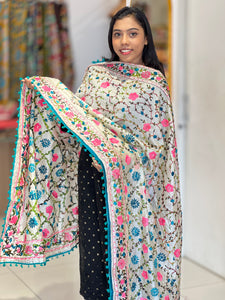 Thread Embroidery Detailed Chanderi Finish Dupatta | VET301