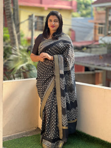 Block Printed Chanderi Saree | YNG231