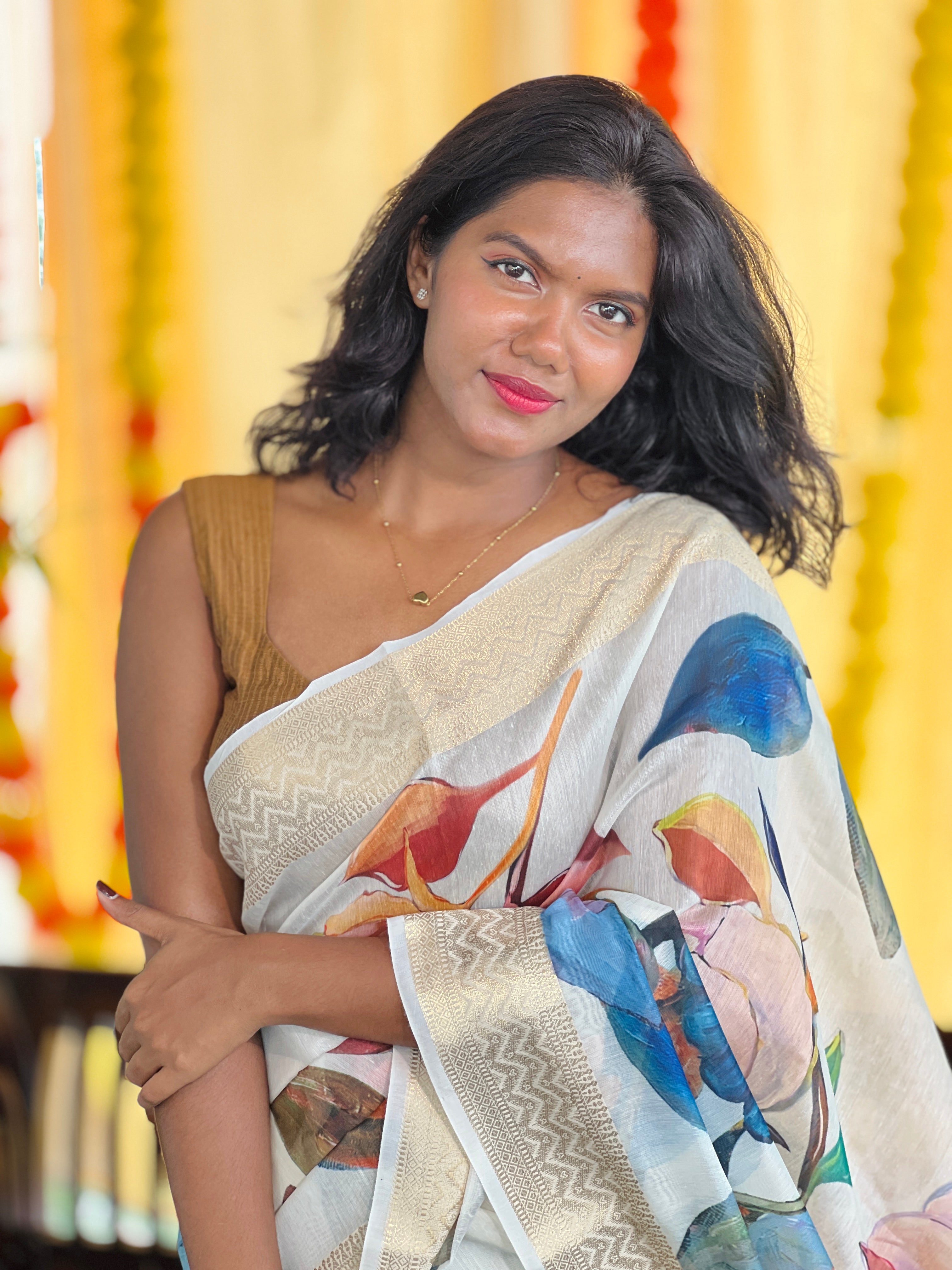 Digital Printed Chanderi Saree | MR186