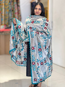 Thread Embroidery Detailed Chanderi Finish Dupatta | VET300