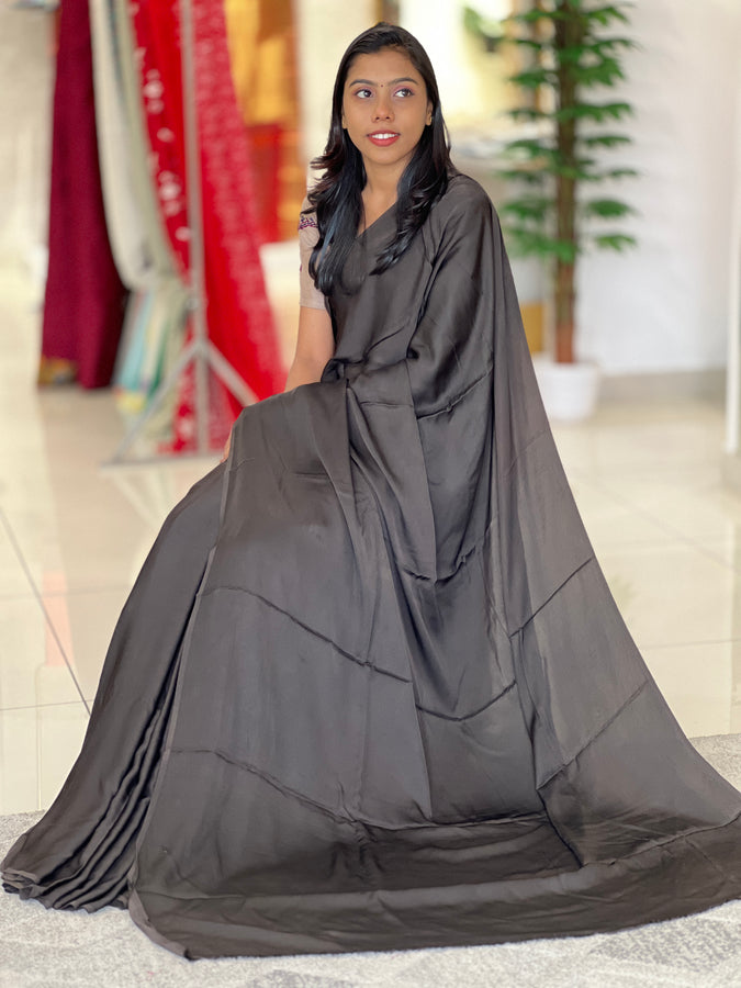 Plain Body Satin Finish Saree | VFC427