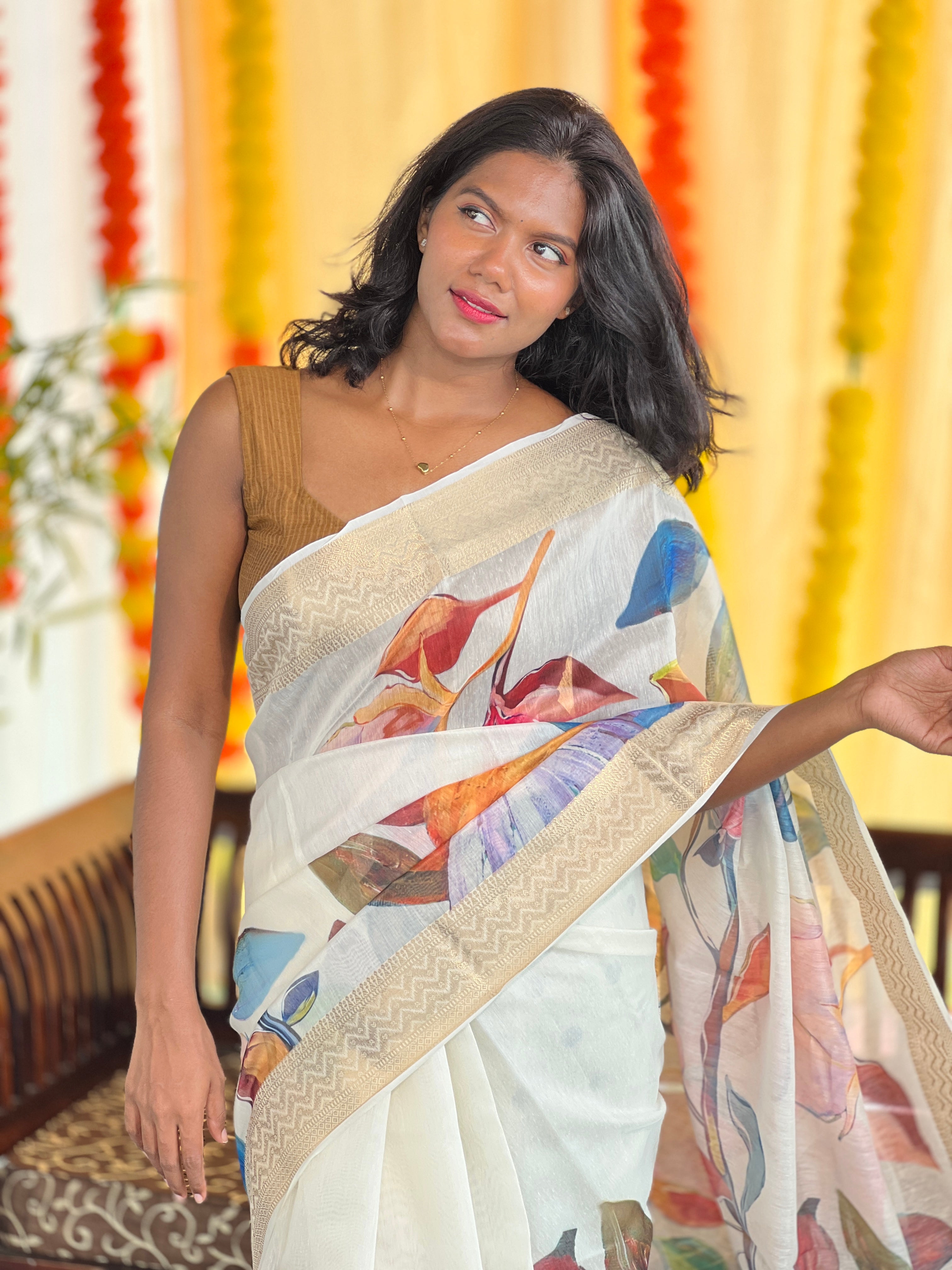 Digital Printed Chanderi Saree | MR186