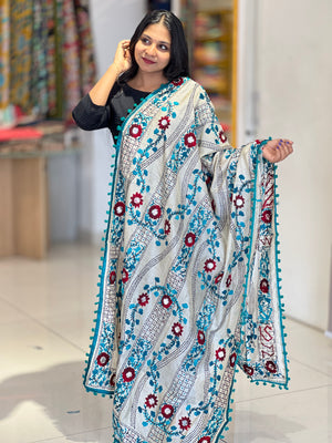 Traditional Embroidery Detailed Chanderi Finish Dupatta | VET300