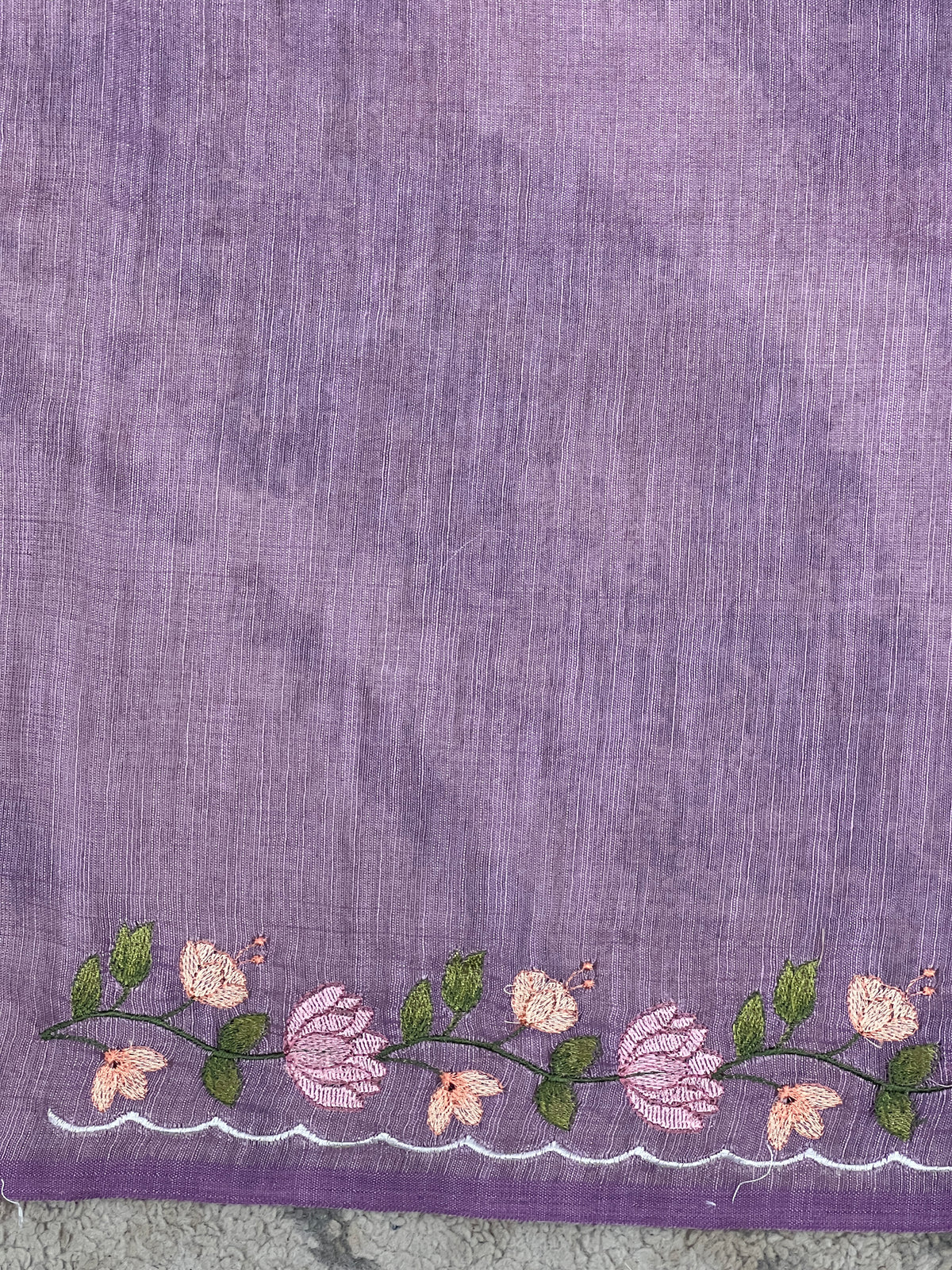 Floral Embroidered Bhagalpuri Linen Saree | RP895