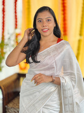 Thread Weaving Pattern Bhagalpuri Linen Saree |  SK447