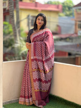 Block Printed Chanderi Saree | YNG231