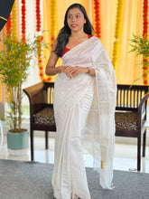 Thread Weaving Pattern Bhagalpuri Linen Saree |  SK447