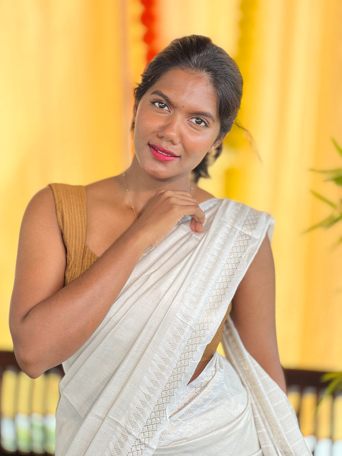 Zari Weaved Bhagalpuri Linen Saree | SK449