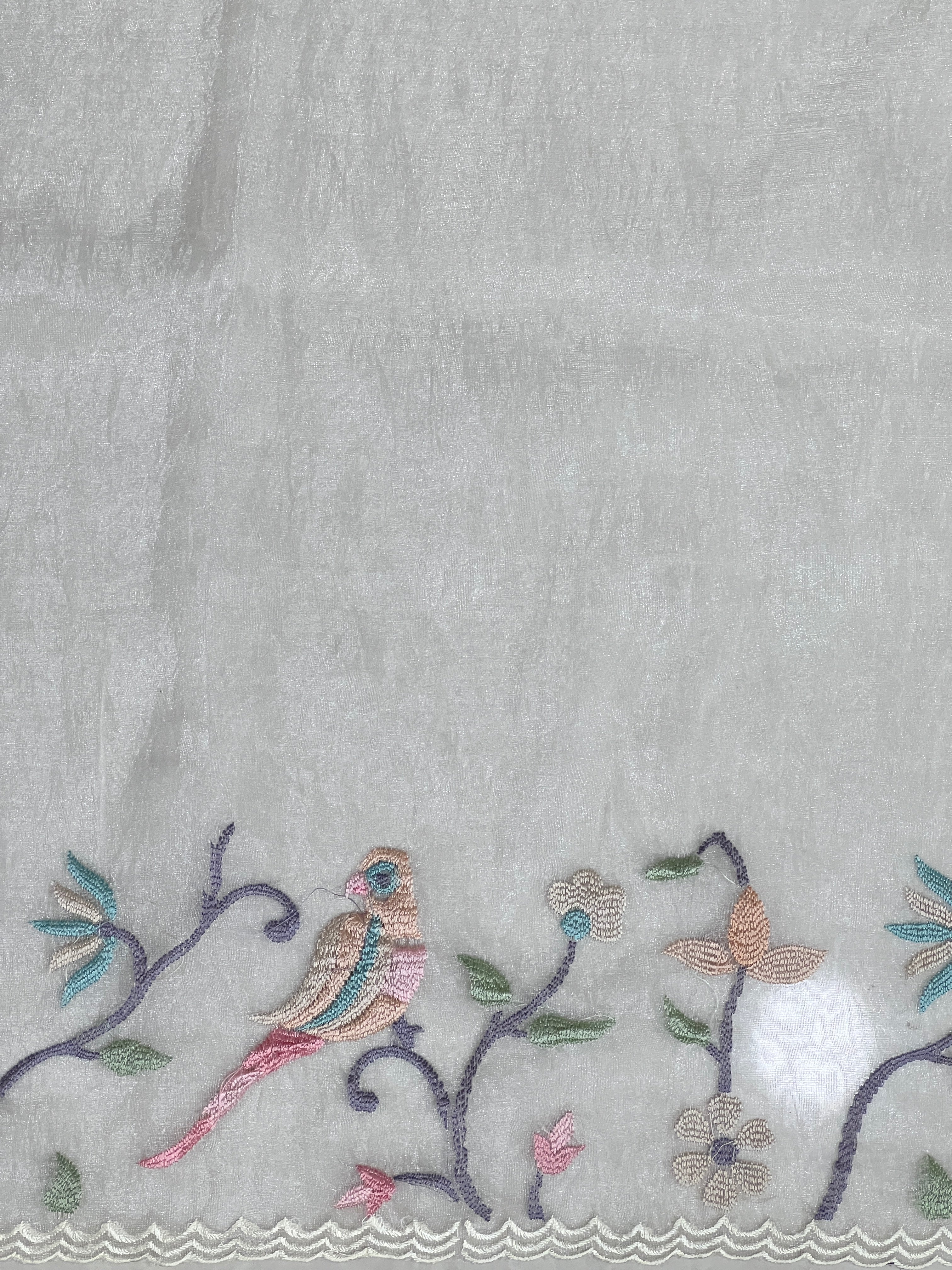 Machine Embroidery Detailed Shimmer Organza Saree | BLD1526