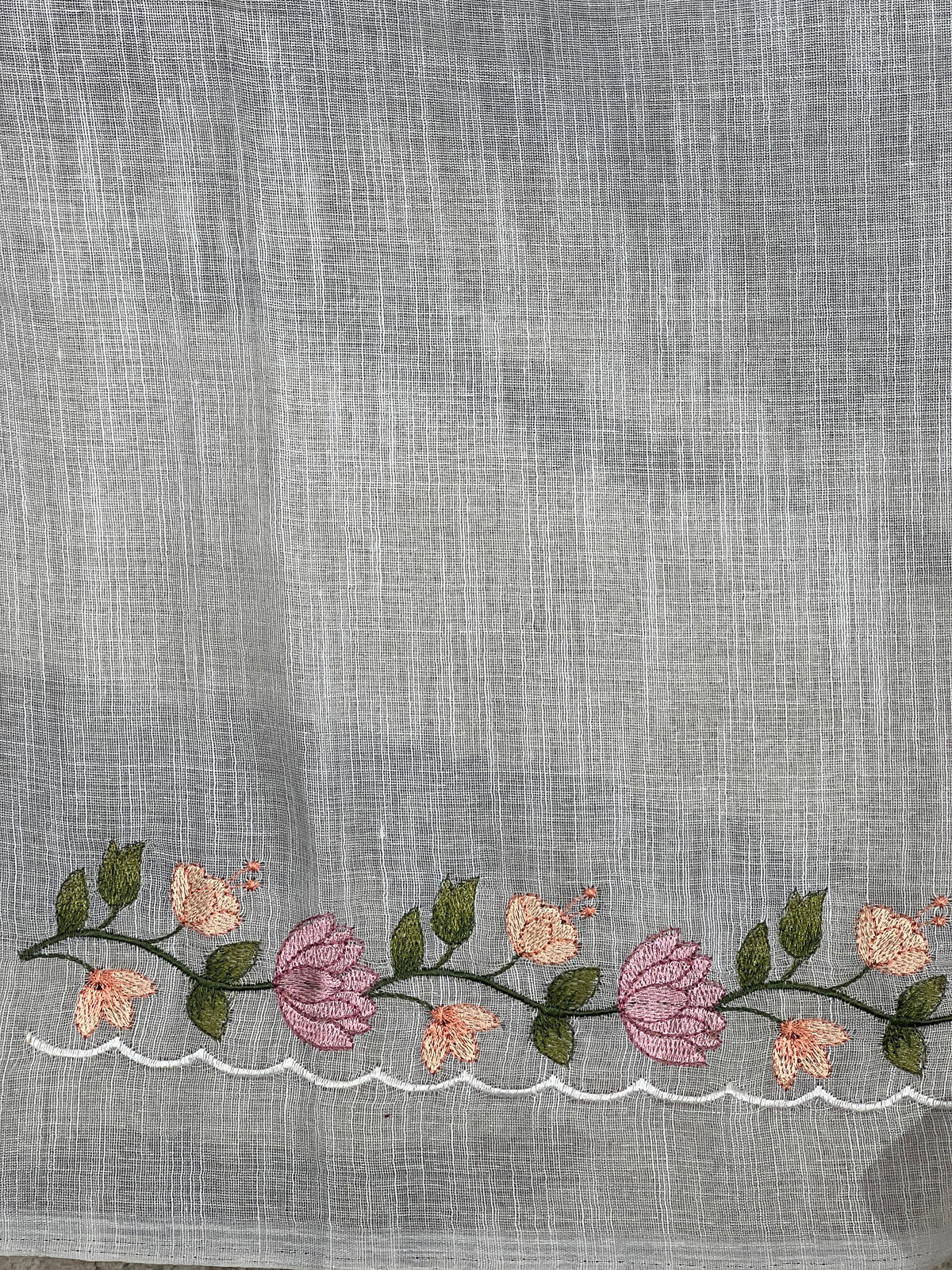 Floral Embroidered Bhagalpuri Linen Saree | RP893