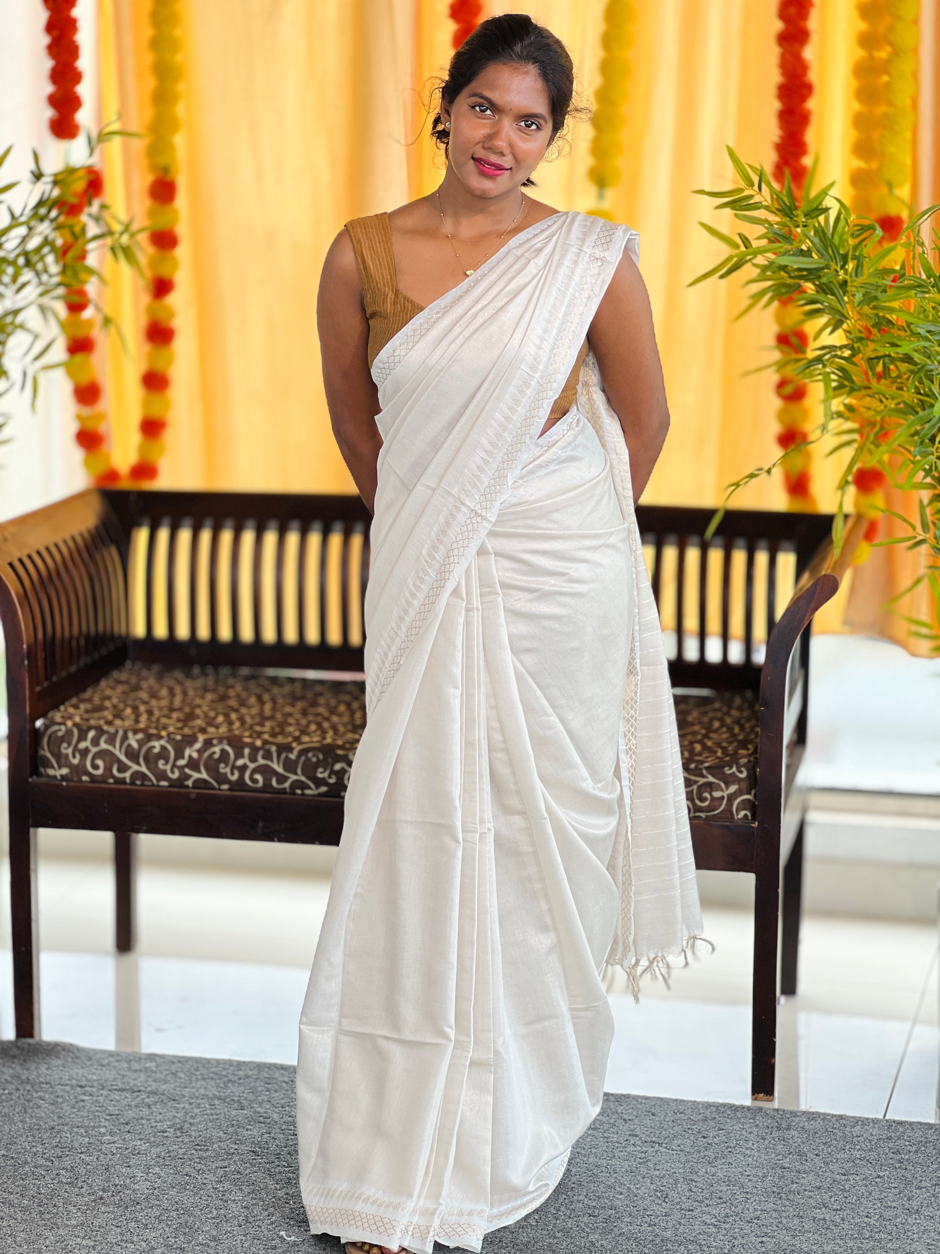 Zari Weaved Bhagalpuri Linen Saree | SK449