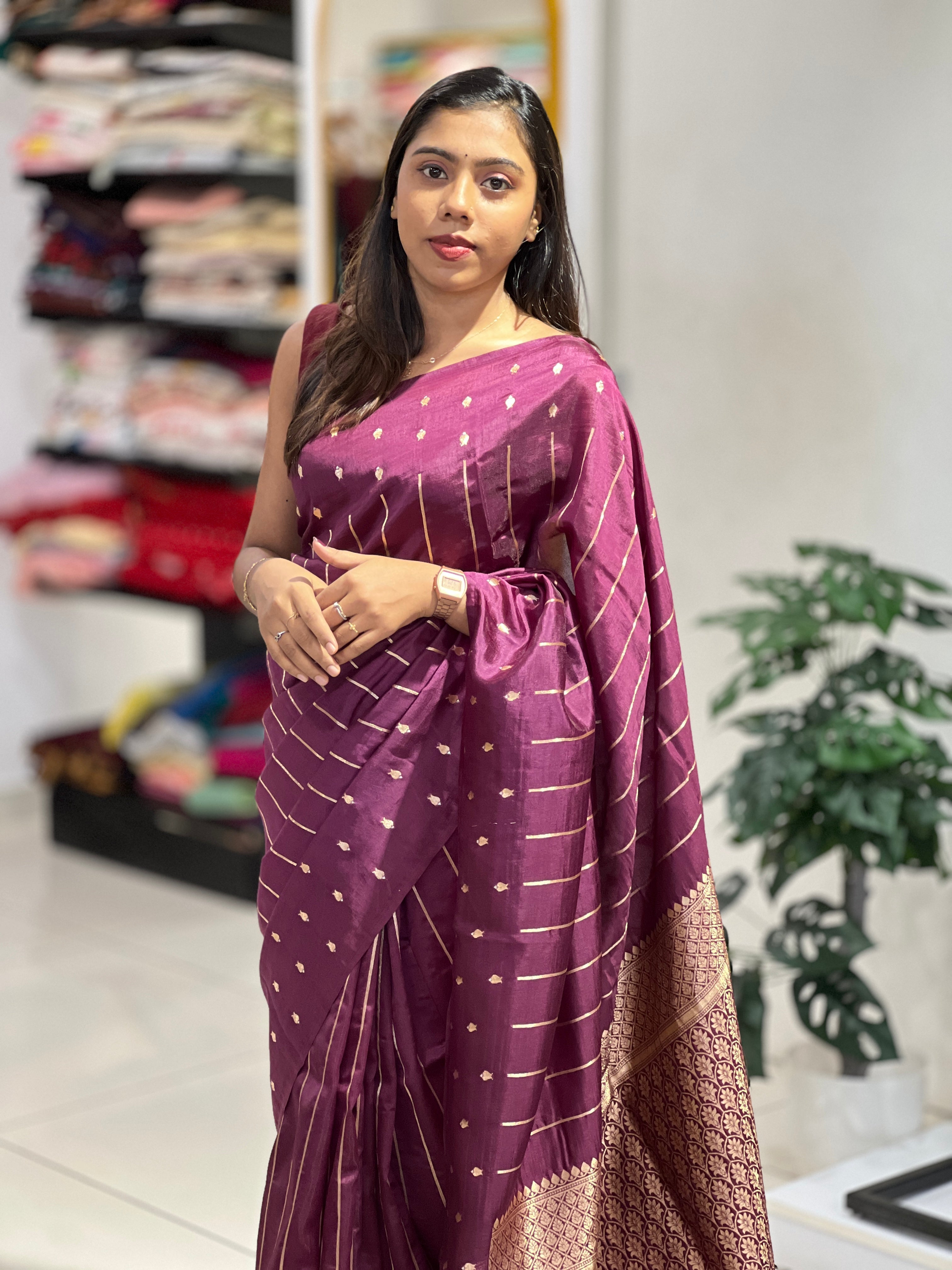 Stripes Patterned Banarasi Saree | NN462