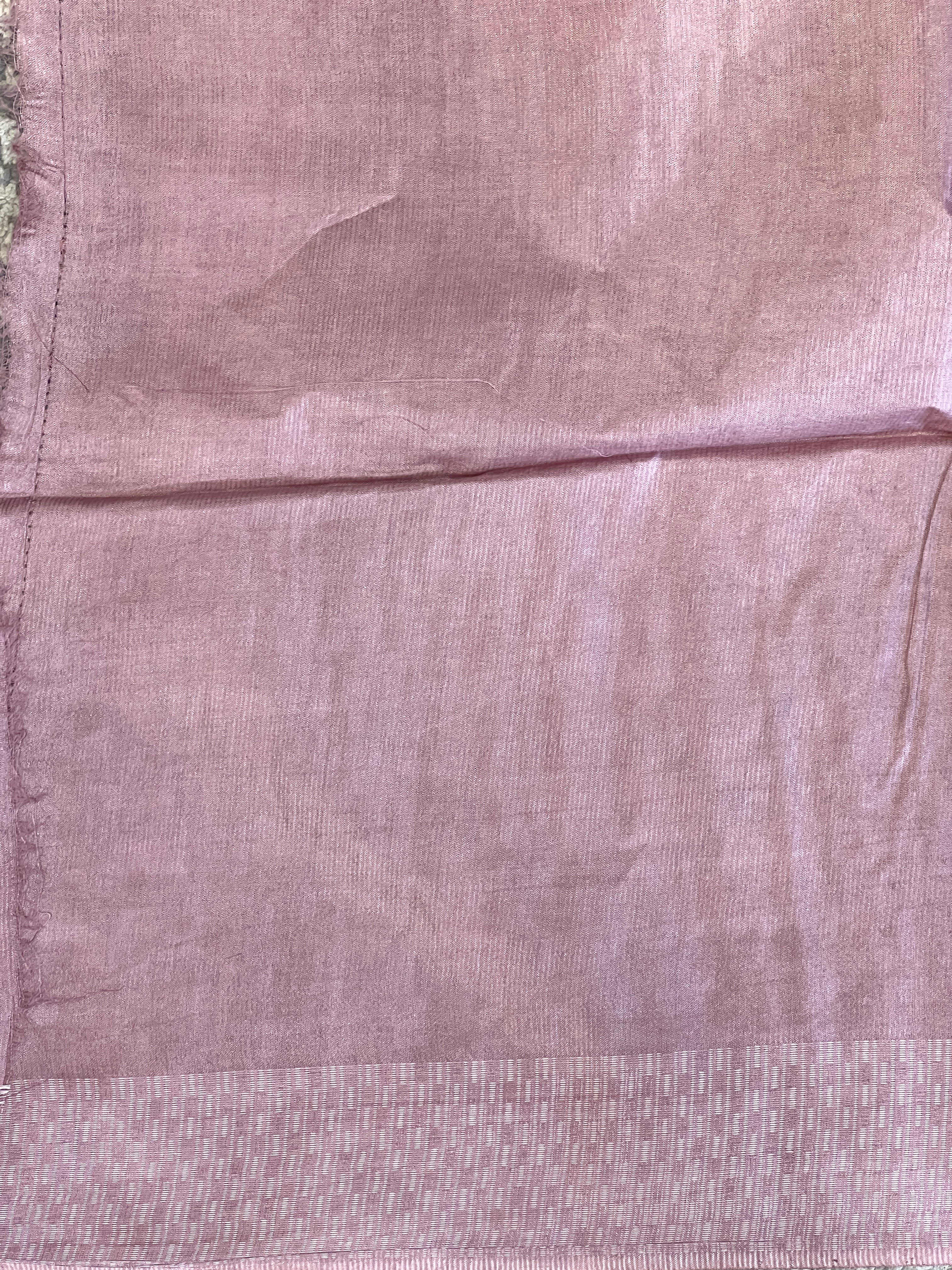Geometric Pattern Thread Weaved Bamboo Tussar Saree | PNS168