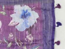 Floral Printed Silk Linen Saree | JRT128