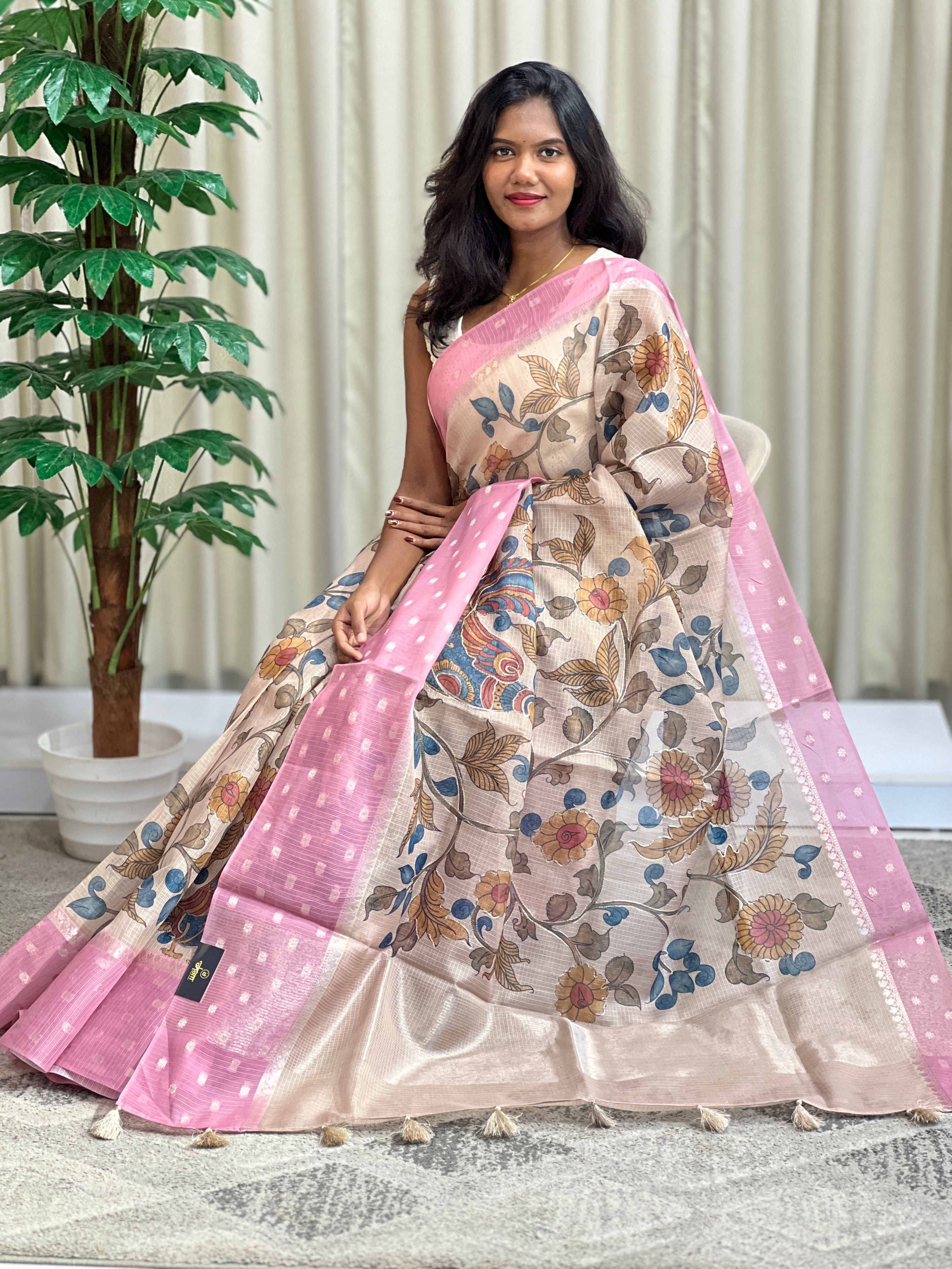 Pen Kalamkari Inspired Printed Pattern Kota Saree | MB150