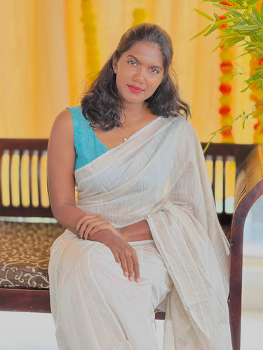 Zari Weaved Bhagalpuri Linen Saree | SK451