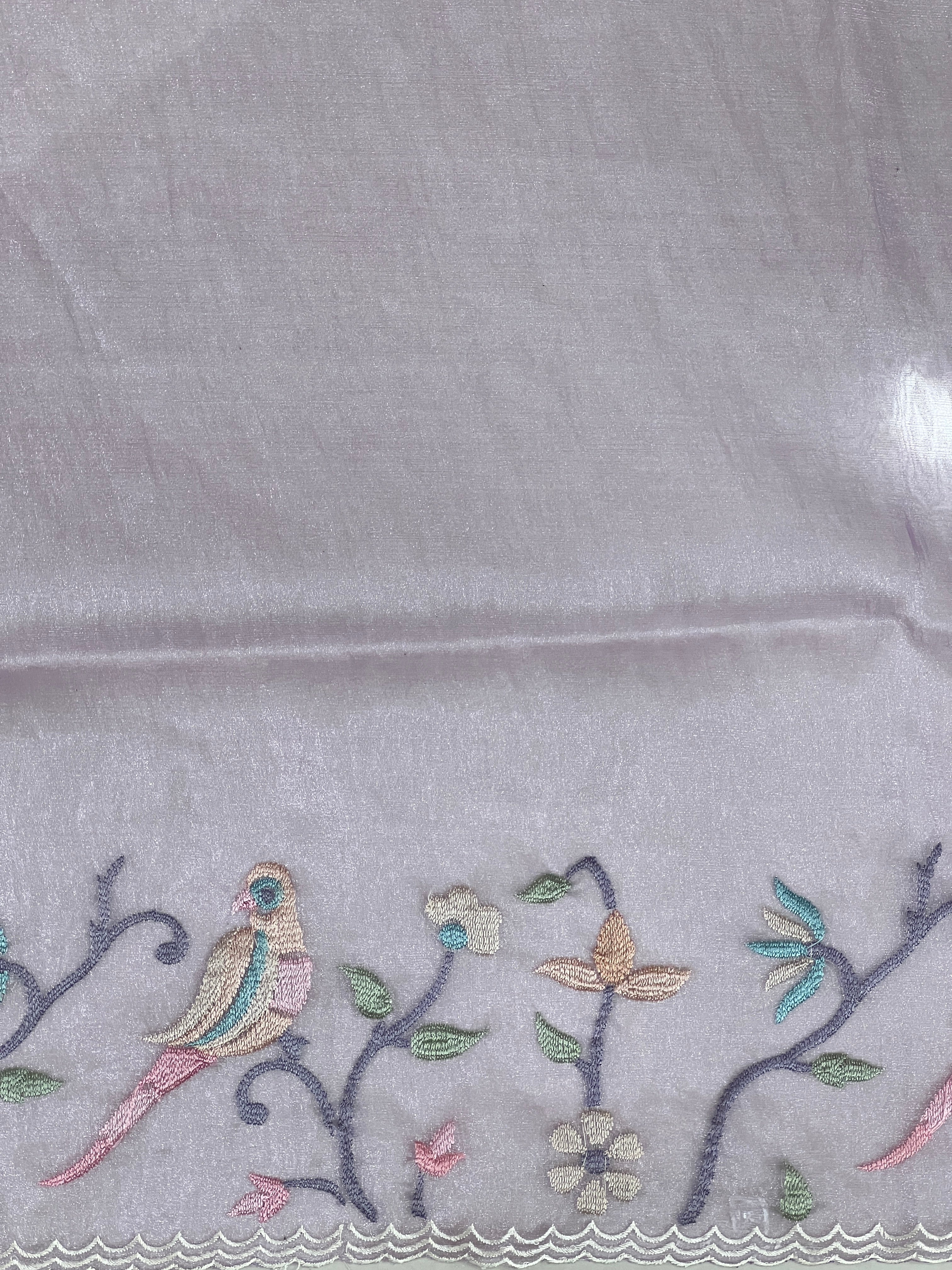 Machine Embroidery Detailed Shimmer Organza Saree | BLD1527