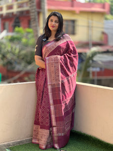 Hand Block Printed  Chanderi Saree | YNG223