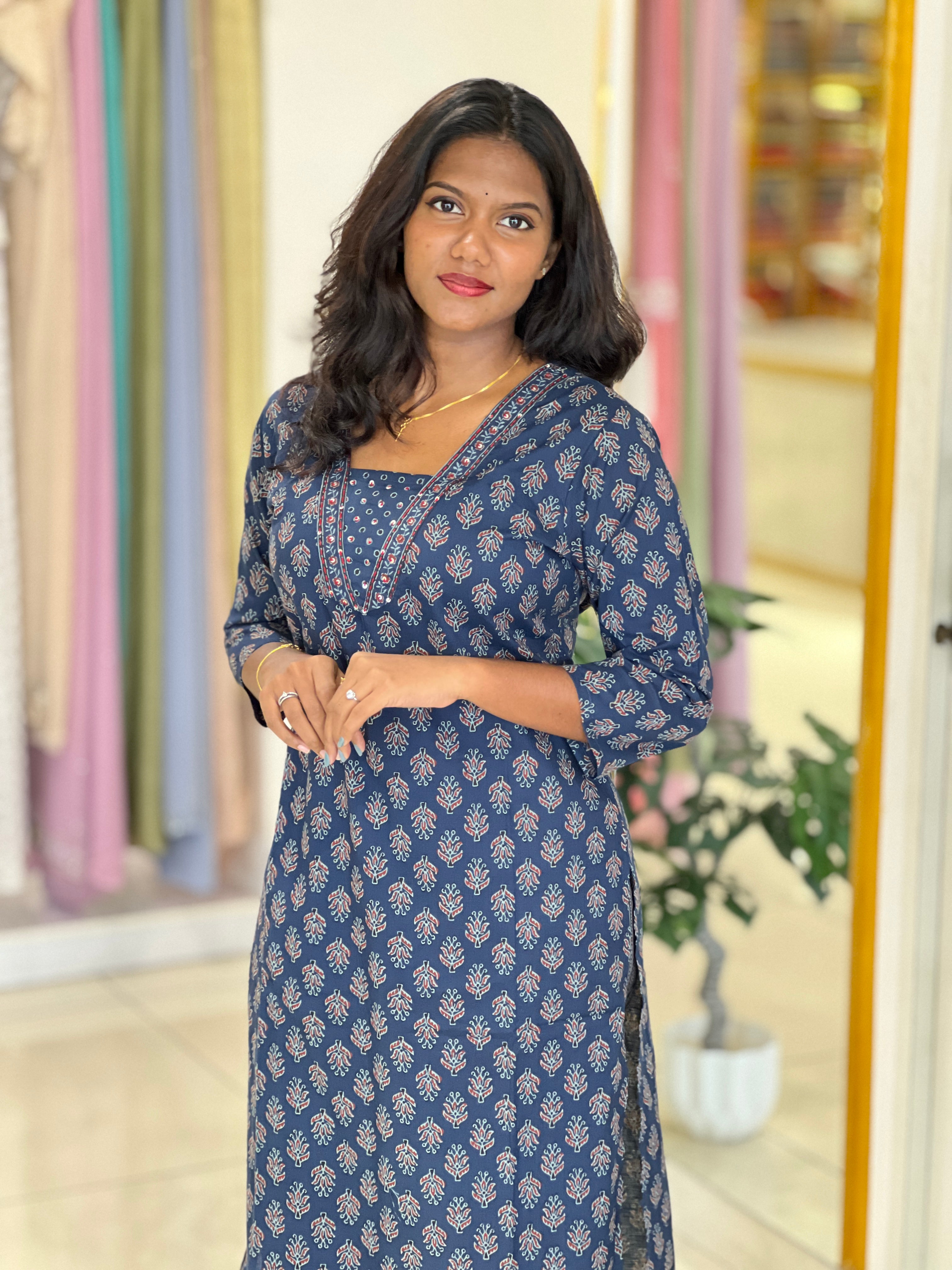 Floral Printed Cotton Kurta Set |UNM146