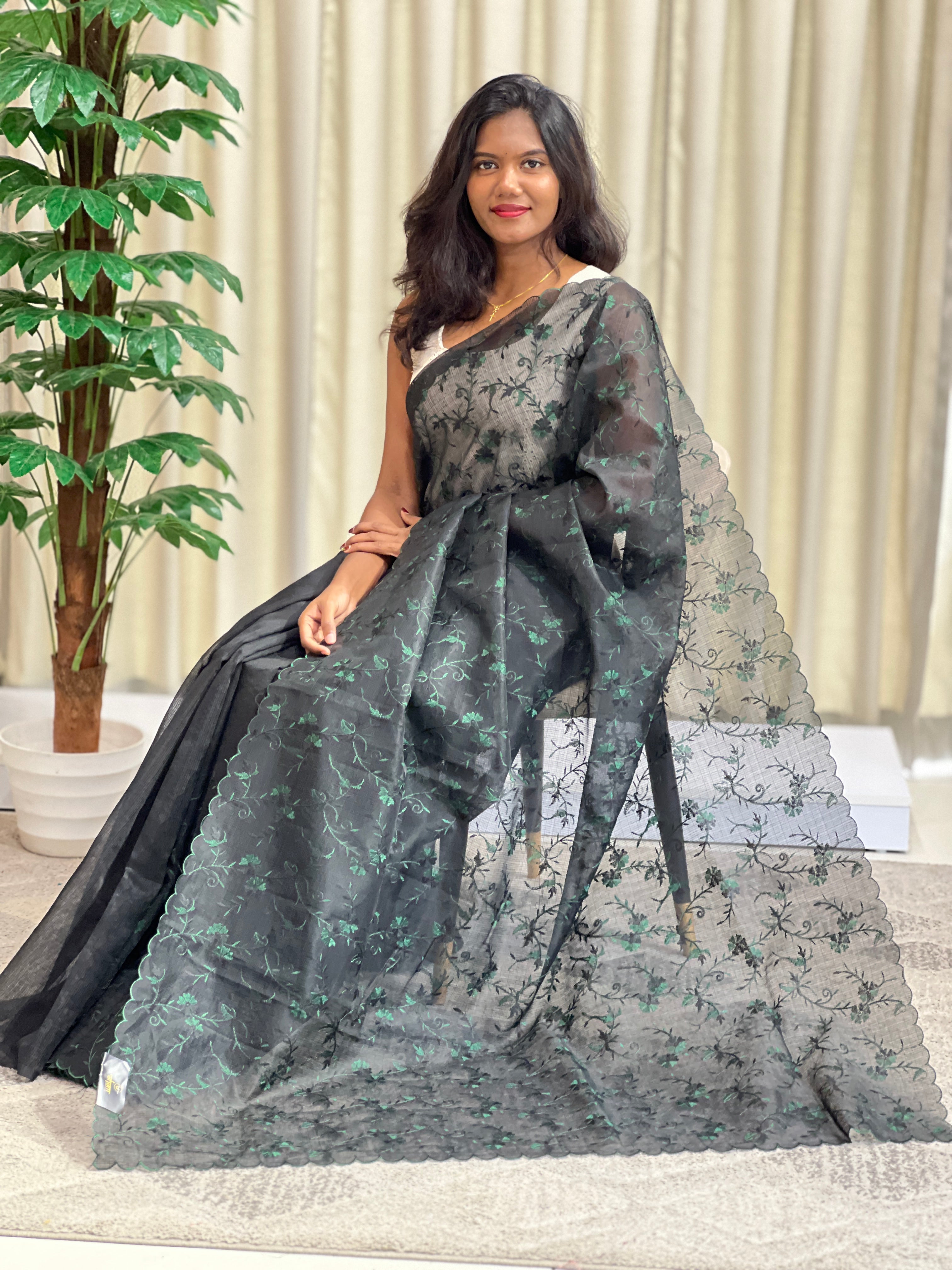 Machine Embroidery Silky Kota Saree | ZSS217