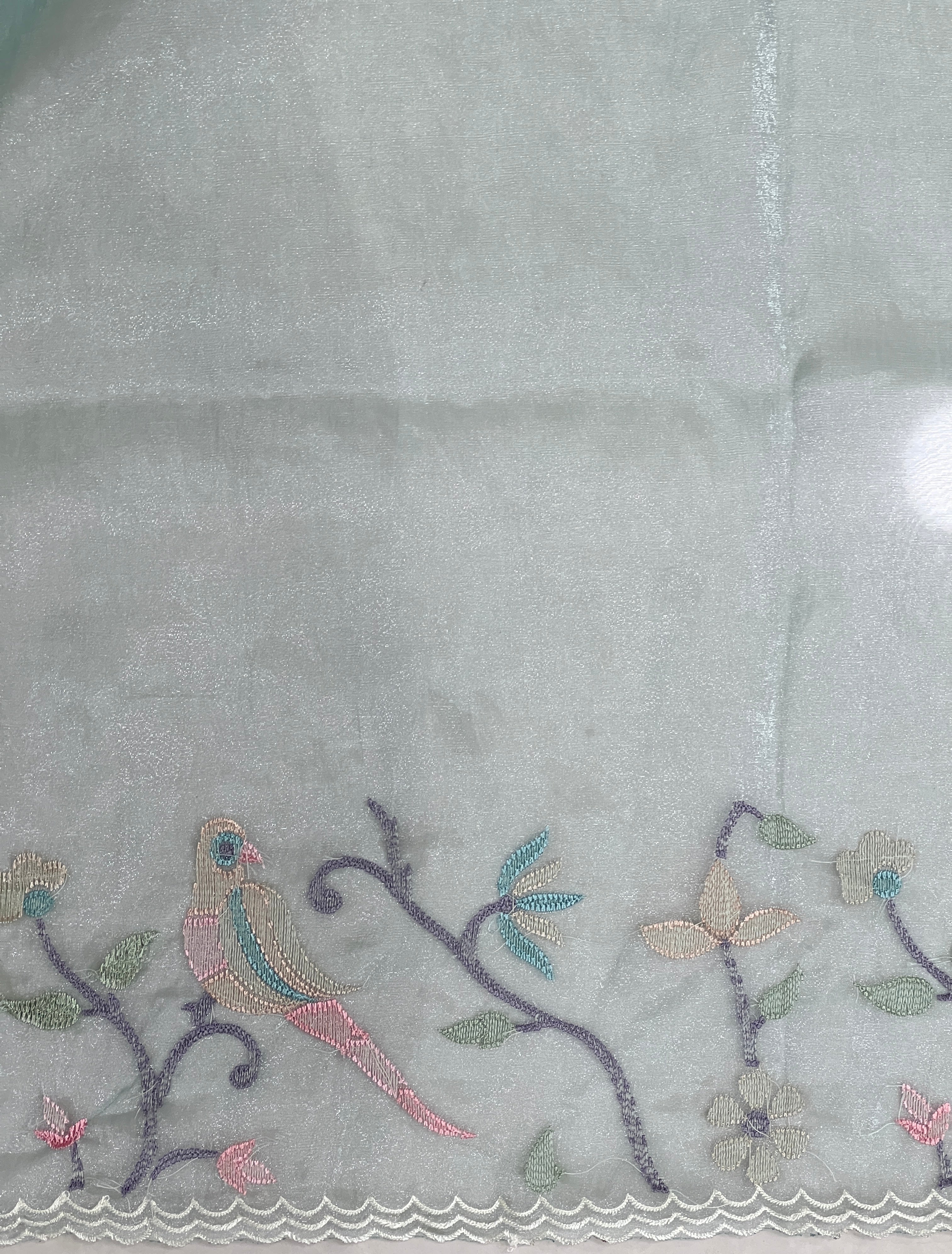 Machine Embroidery Detailed Shimmer Organza Saree | BLD1531