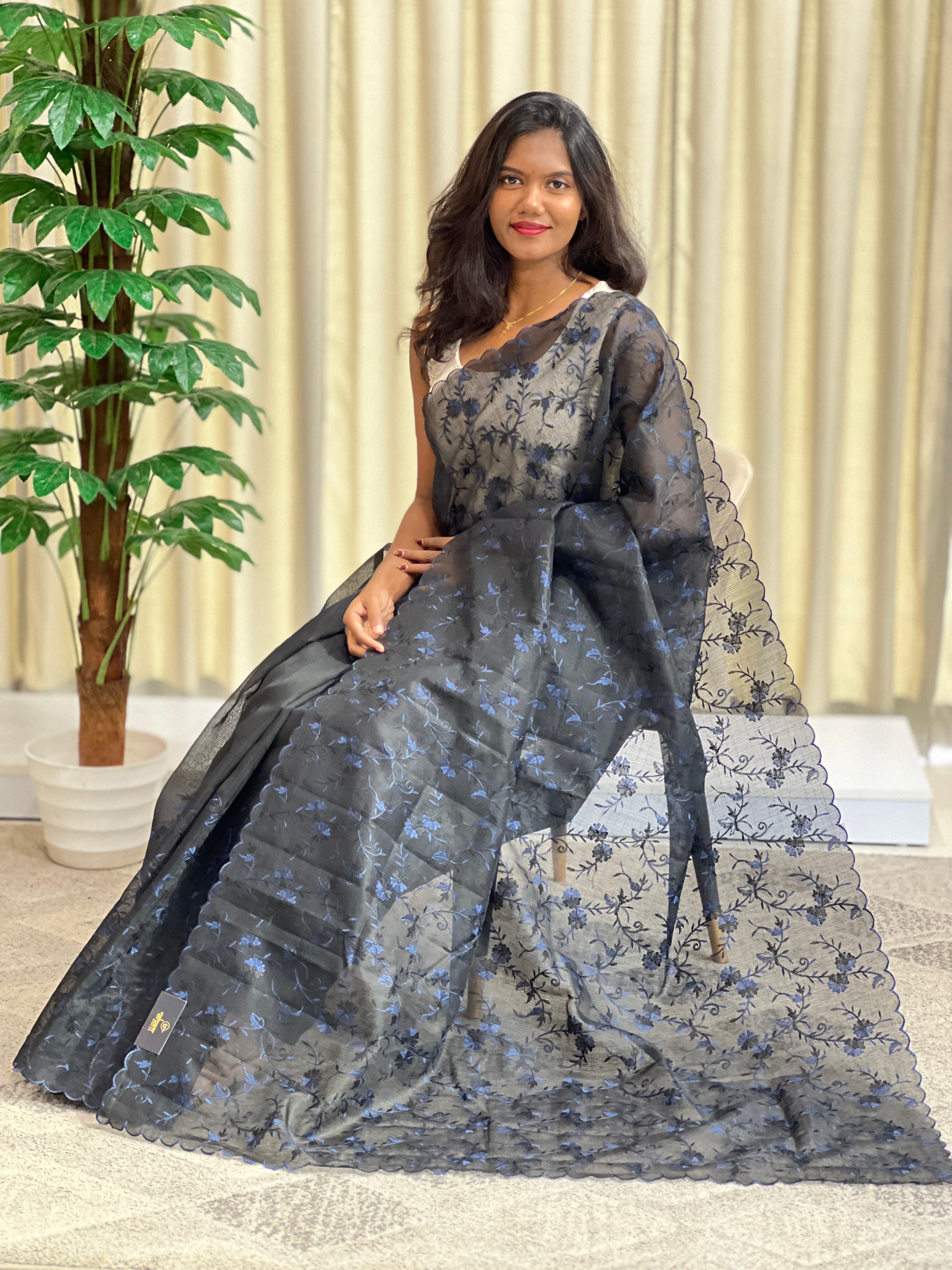 Machine Embroidery Silky Kota Saree | ZSS219