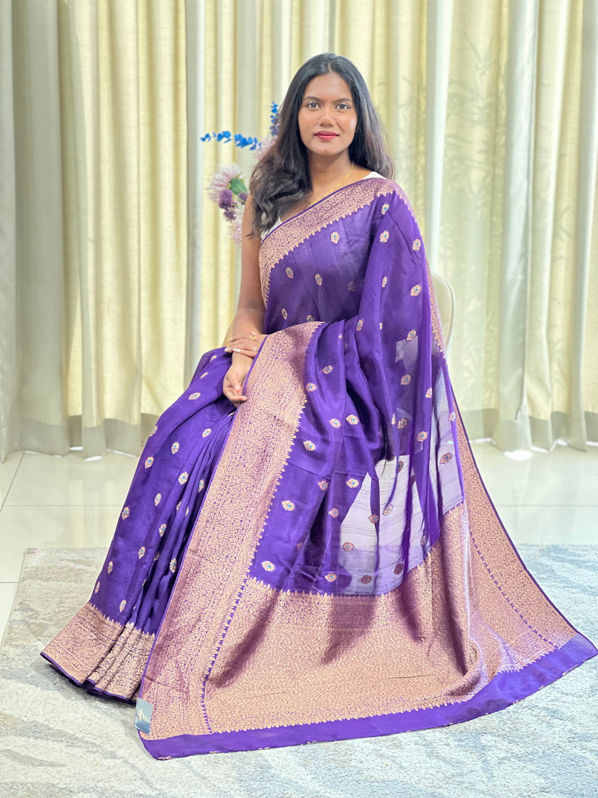 Meenakari Buta Patterned Semi Tussar Saree | YNG1774