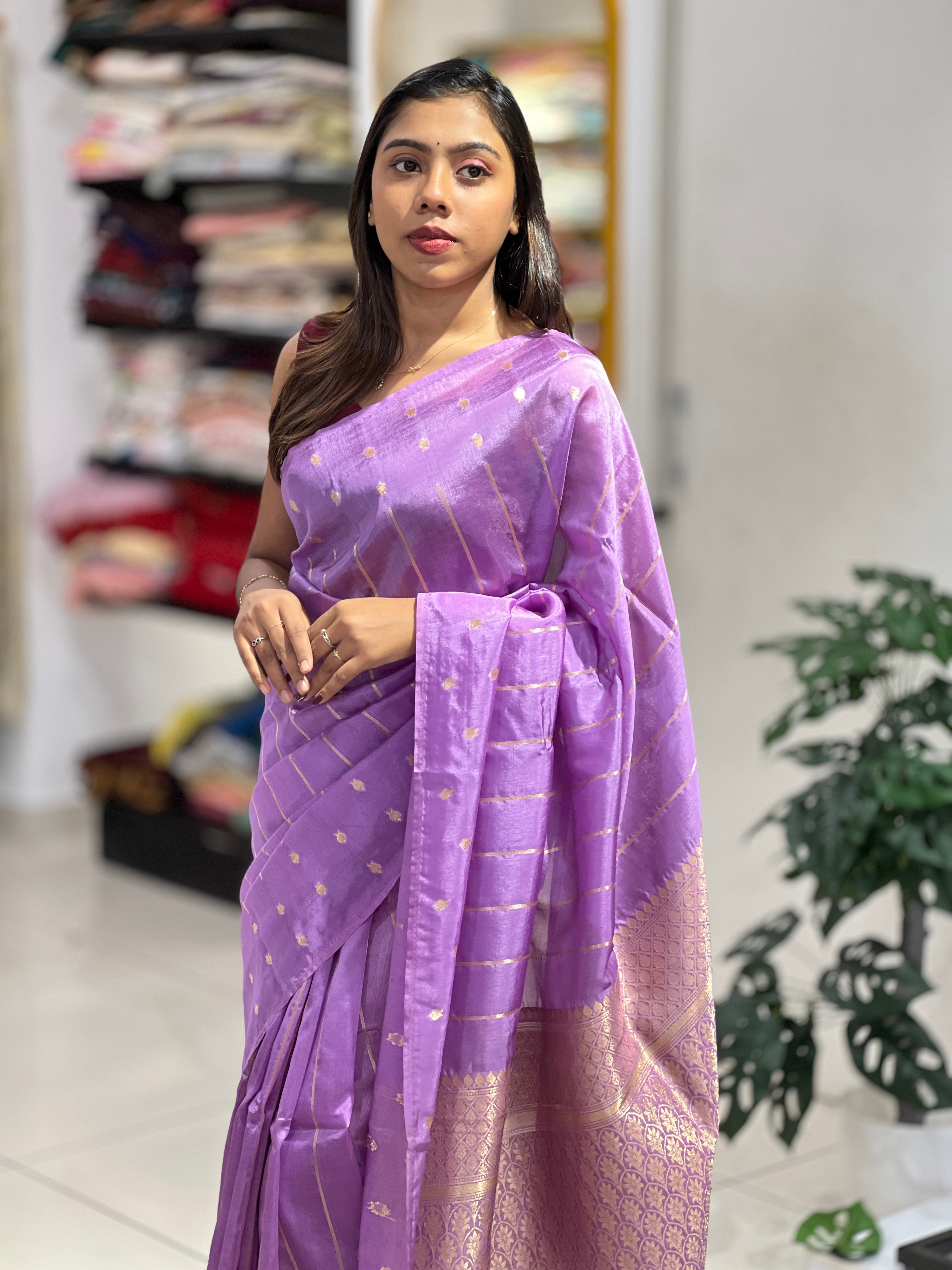Stripes Patterned Banarasi Saree | NN463