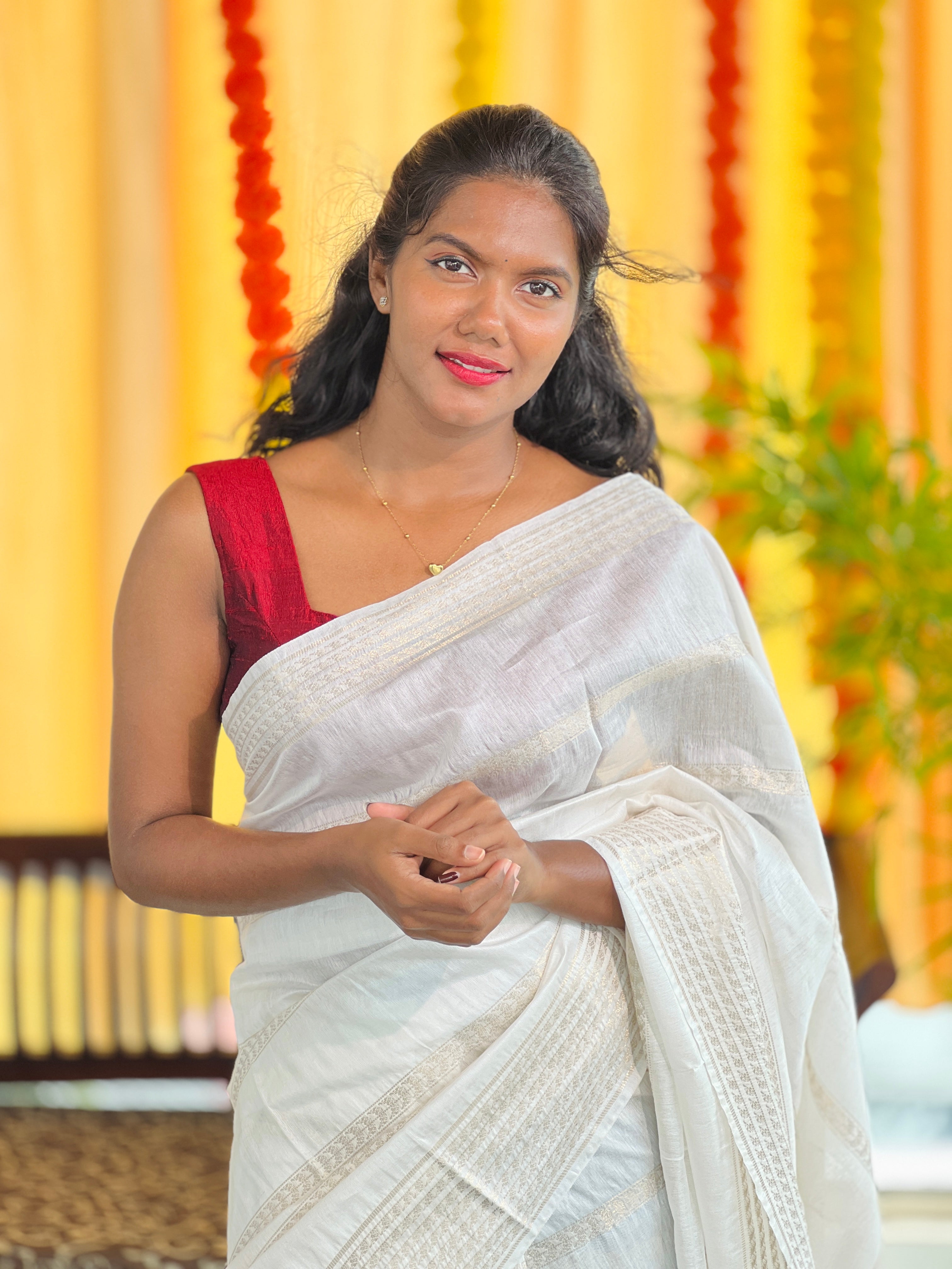 Zari Stripe Weaved Bhagalpuri Linen Saree | SK453