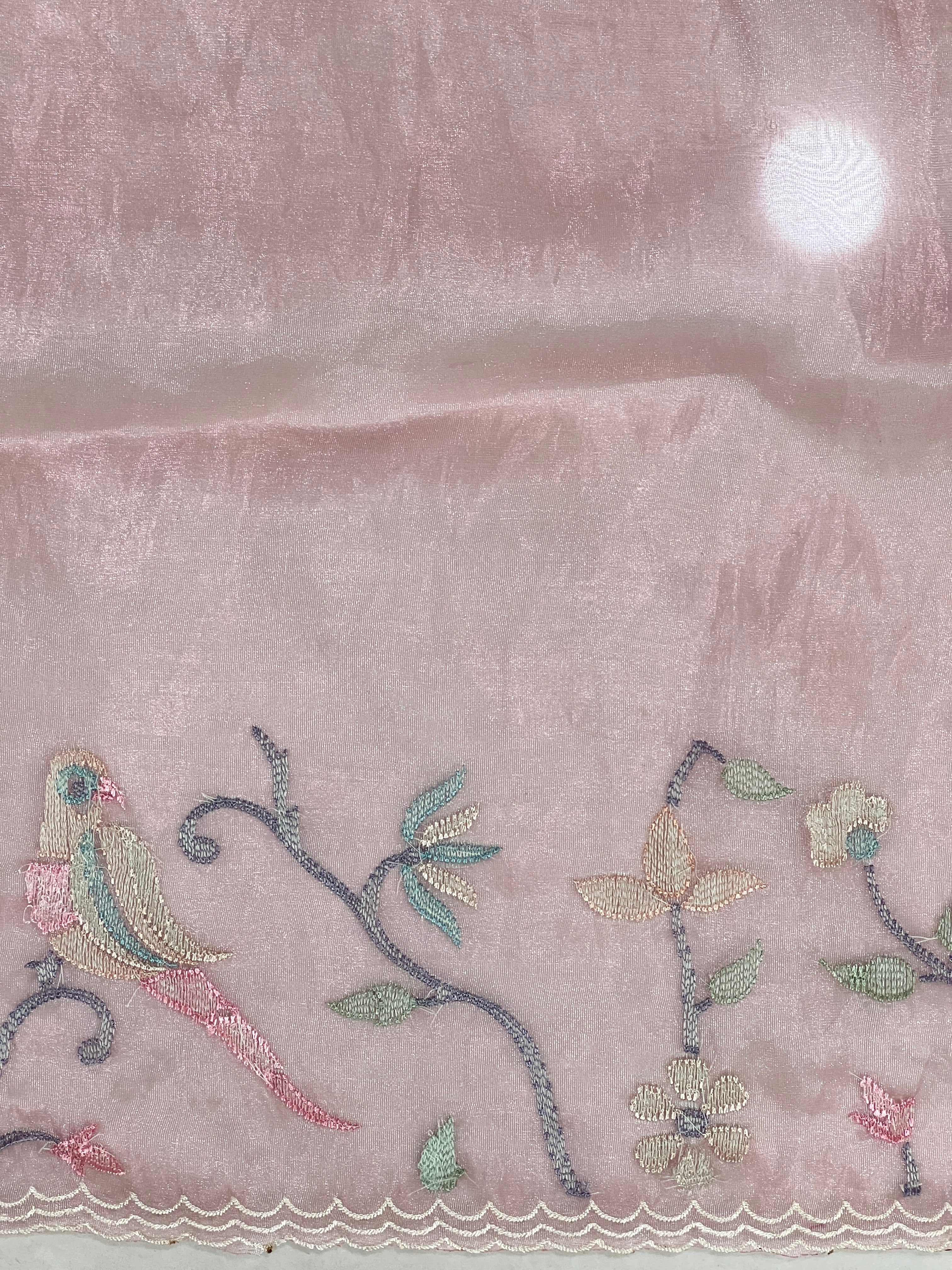 Machine Embroidery Detailed Shimmer Organza Saree | BLD1530