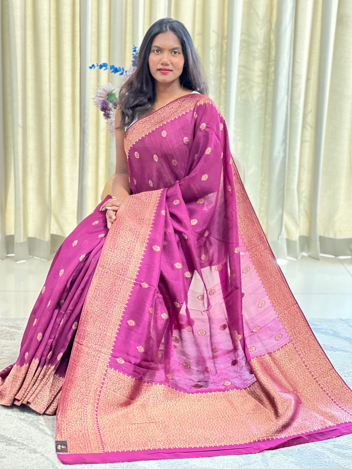 Meenakari Buta Patterned Semi Tussar Saree | YNG1770