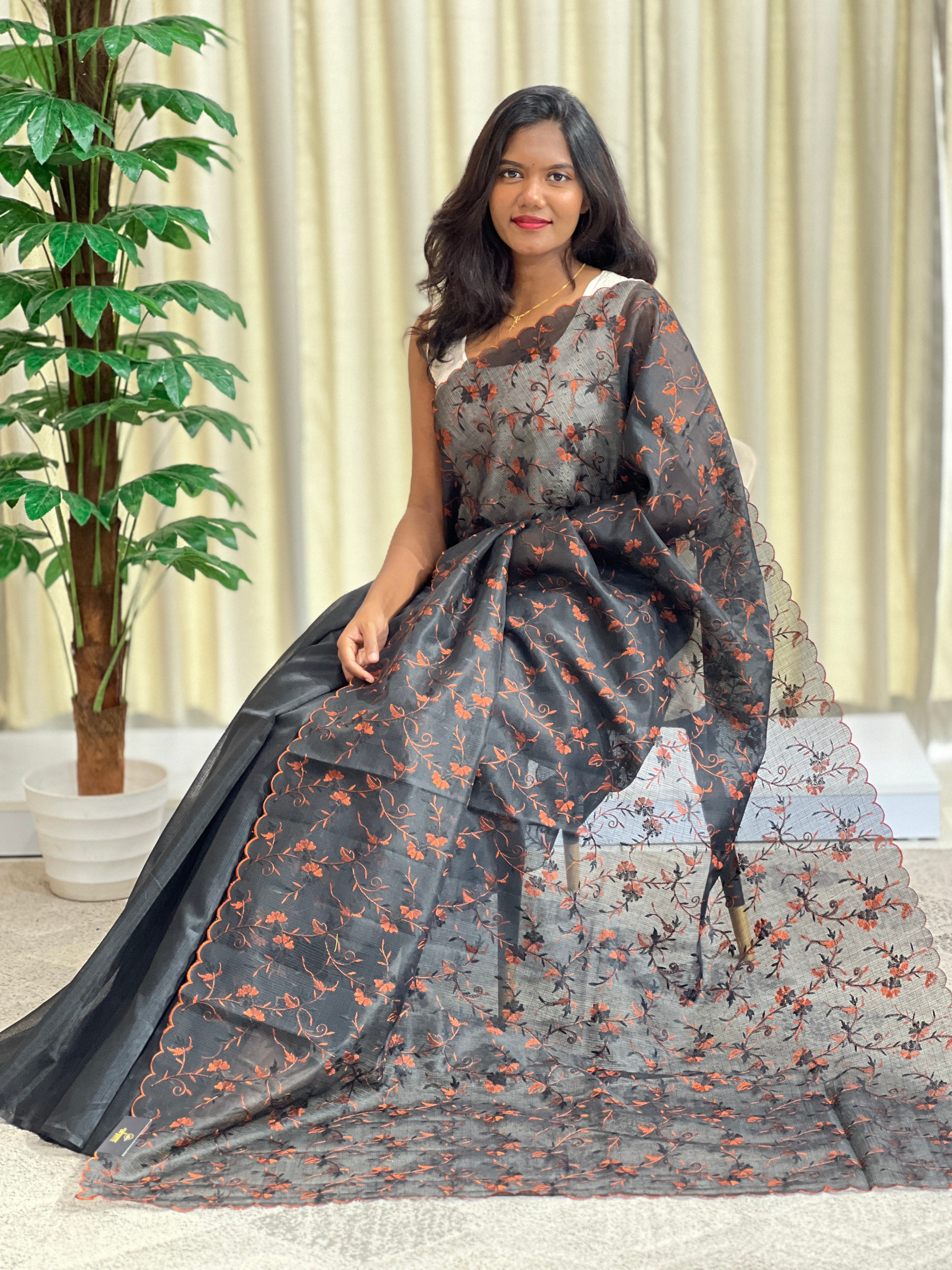 Machine Embroidery Silky Kota Saree | ZSS220
