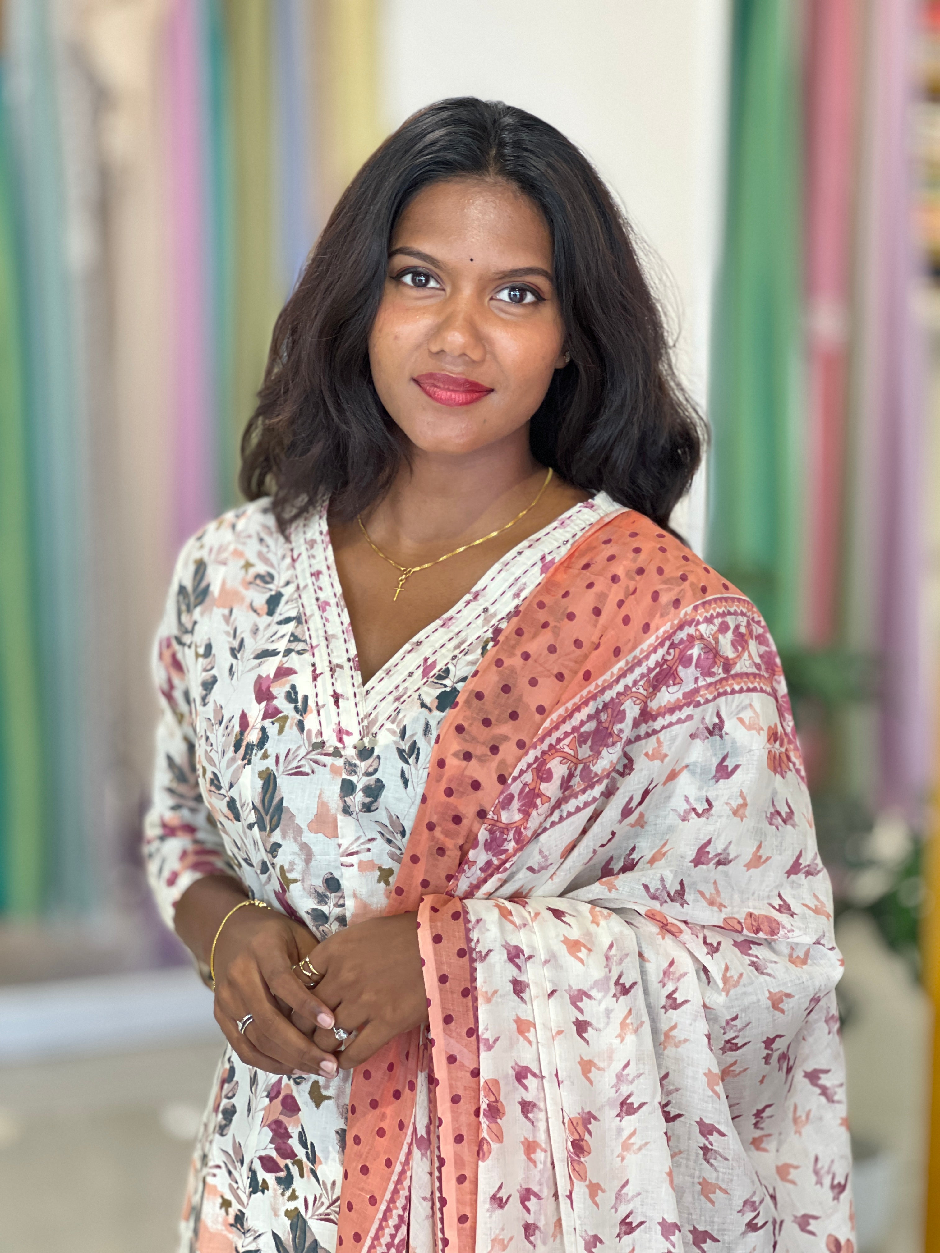 Leaf Print Cotton Kurta Set | UNM132